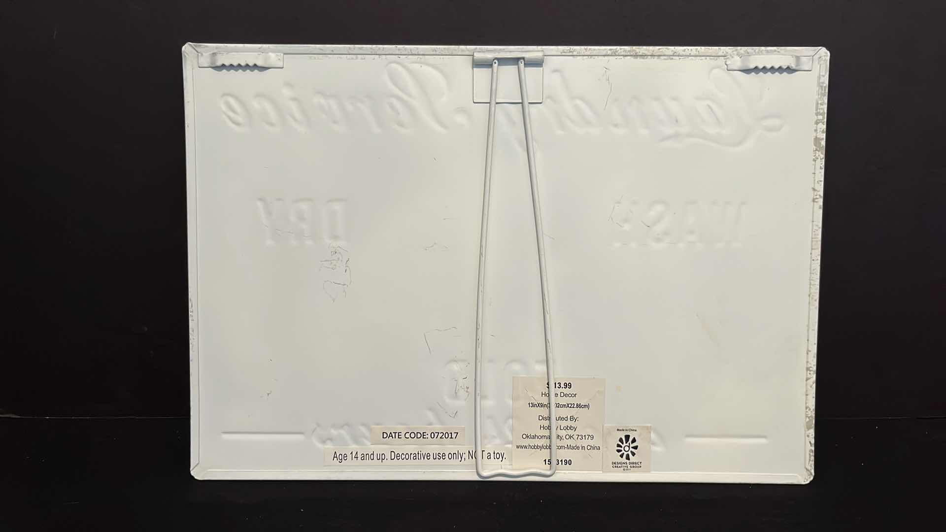 Photo 1 of BLACK&DECKER LIGHT N EASY SPRAY STEAM DRY IRON, HARTMAN PROTECH 1600 BLOW DRYER (MODEL E1600P) & VINTAGE STYLE LAUNDRY SERVICE METAL TIN DECOR 13” X 9”