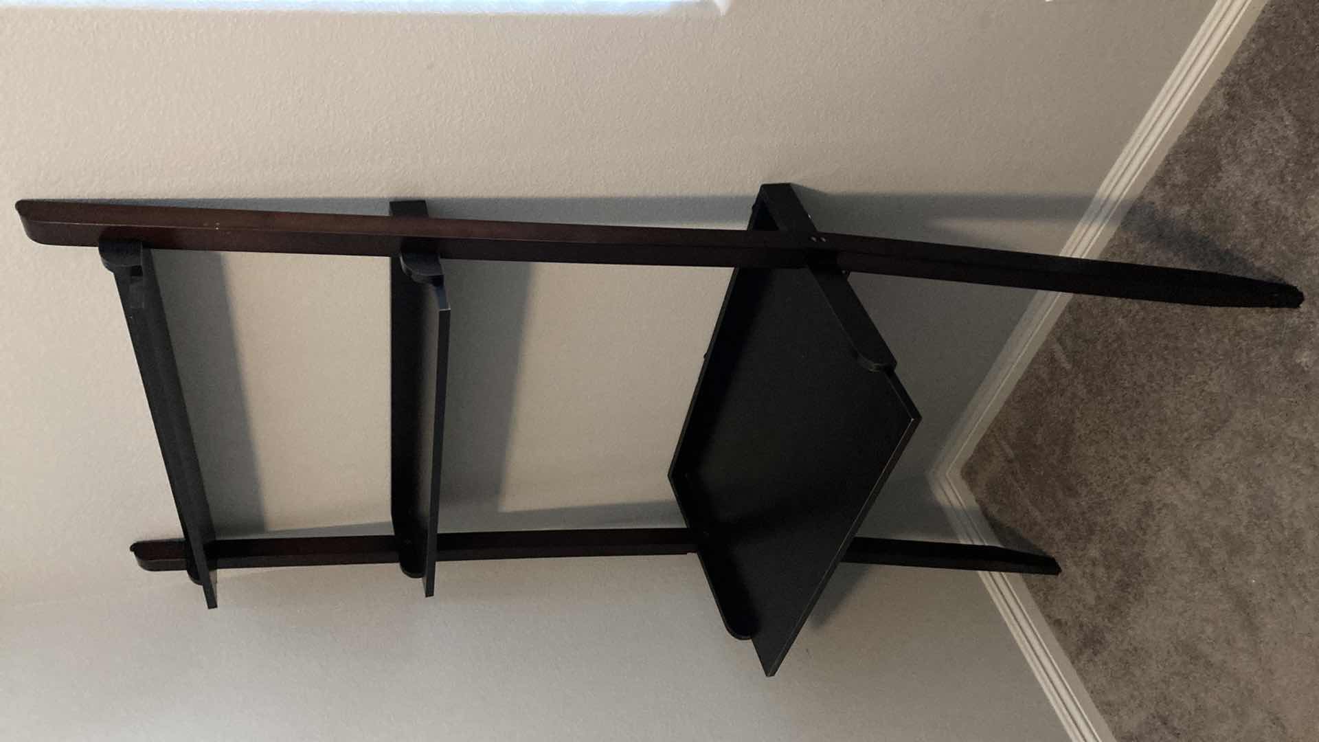 Photo 1 of LEANING DARK BROWN DESK W SHELVING 32.5” X 19” H71.25”