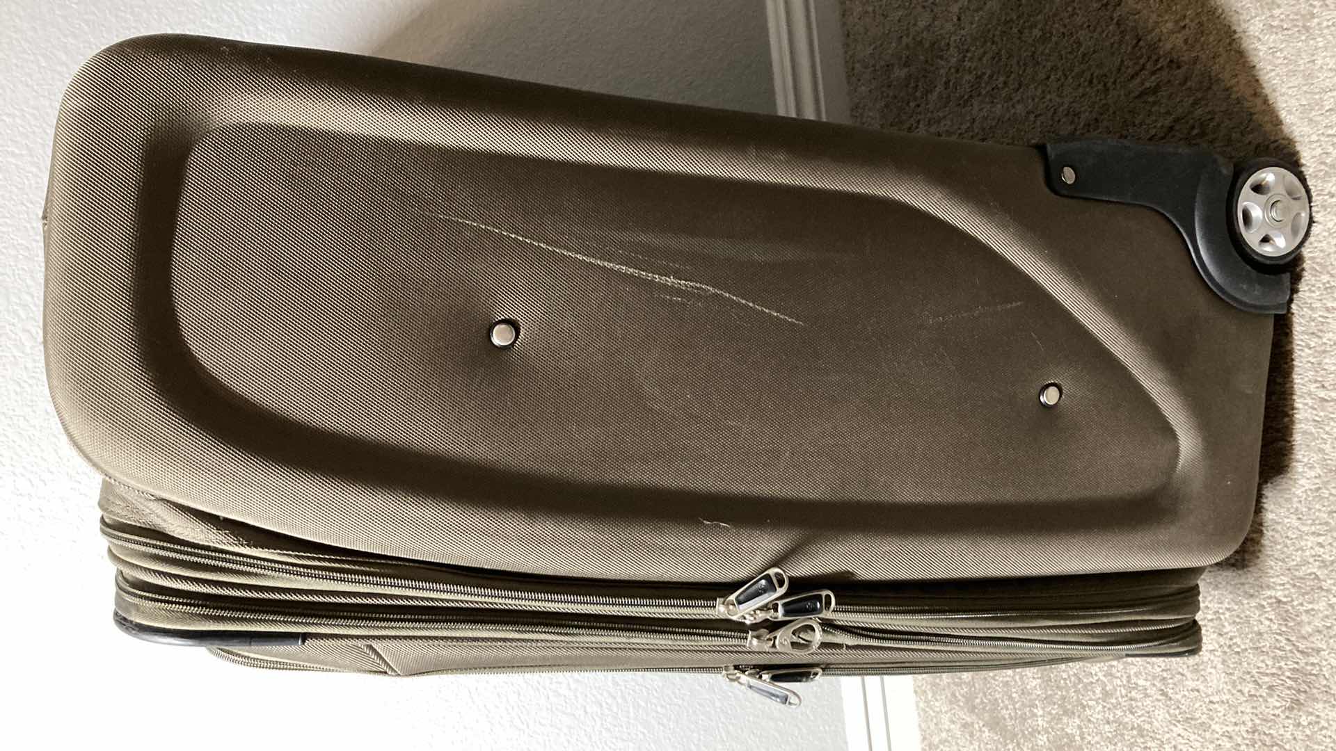 Photo 1 of SAMSONITE OLIVE DRAB ROLLING LUGGAGE BAG W SUIT BAG 20” X 14” H30”