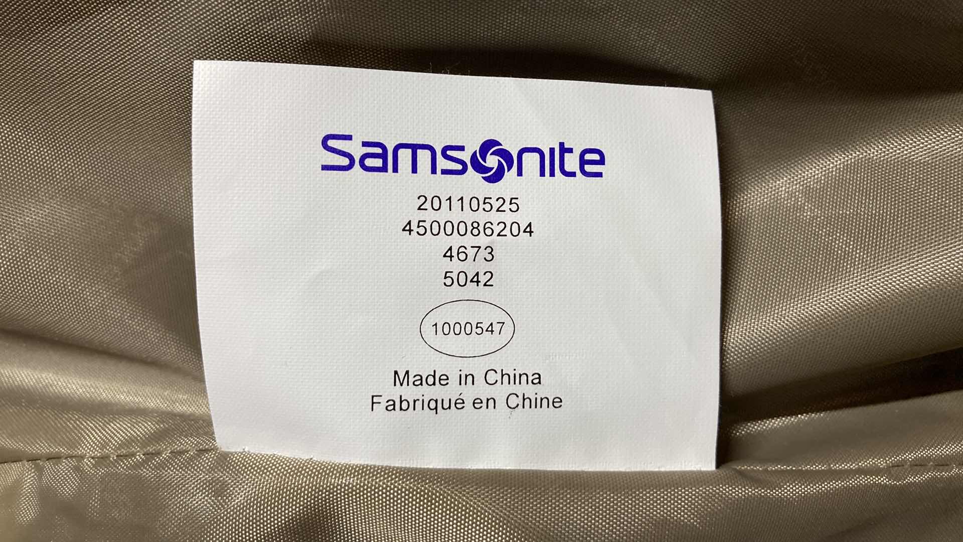 Photo 1 of SAMSONITE OLIVE DRAB ROLLING LUGGAGE BAG W SUIT BAG 20” X 14” H30”