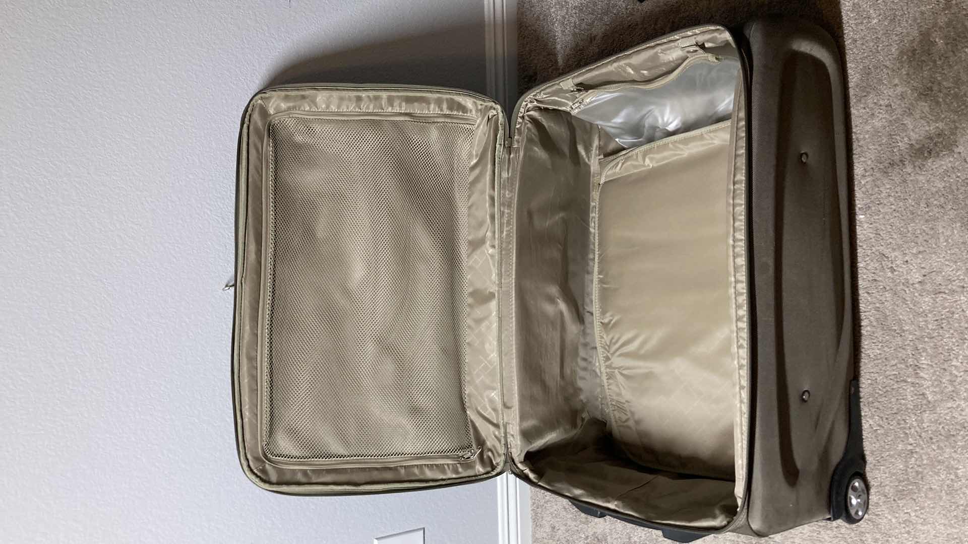 Photo 1 of SAMSONITE OLIVE DRAB ROLLING LUGGAGE BAG W SUIT BAG 20” X 14” H30”