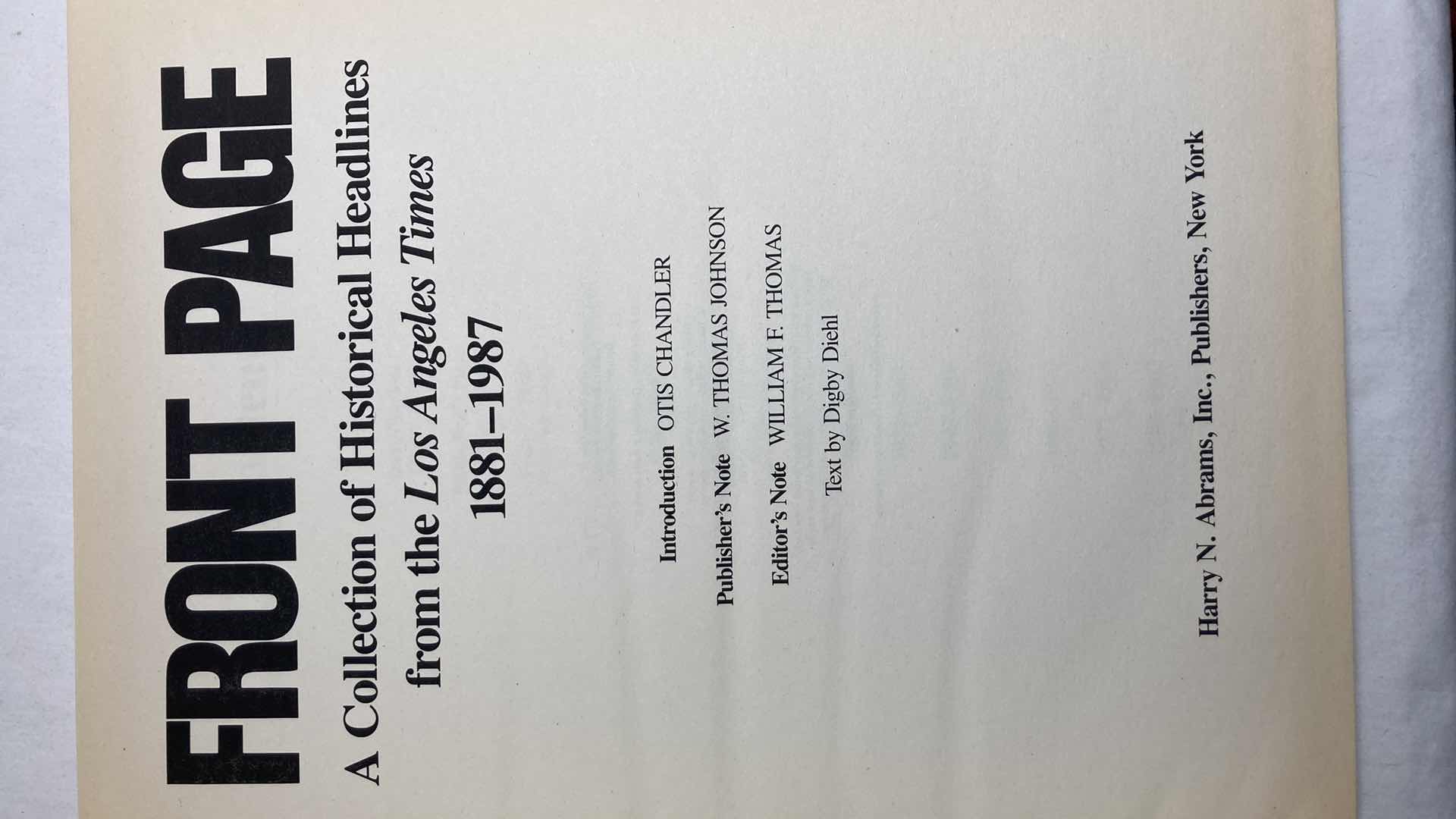 Photo 1 of LOS ANGELES TIMES FRONT PAGE COLLECTION OF HISTORICAL HEADLINES BOOKS 1881-1987 (2)