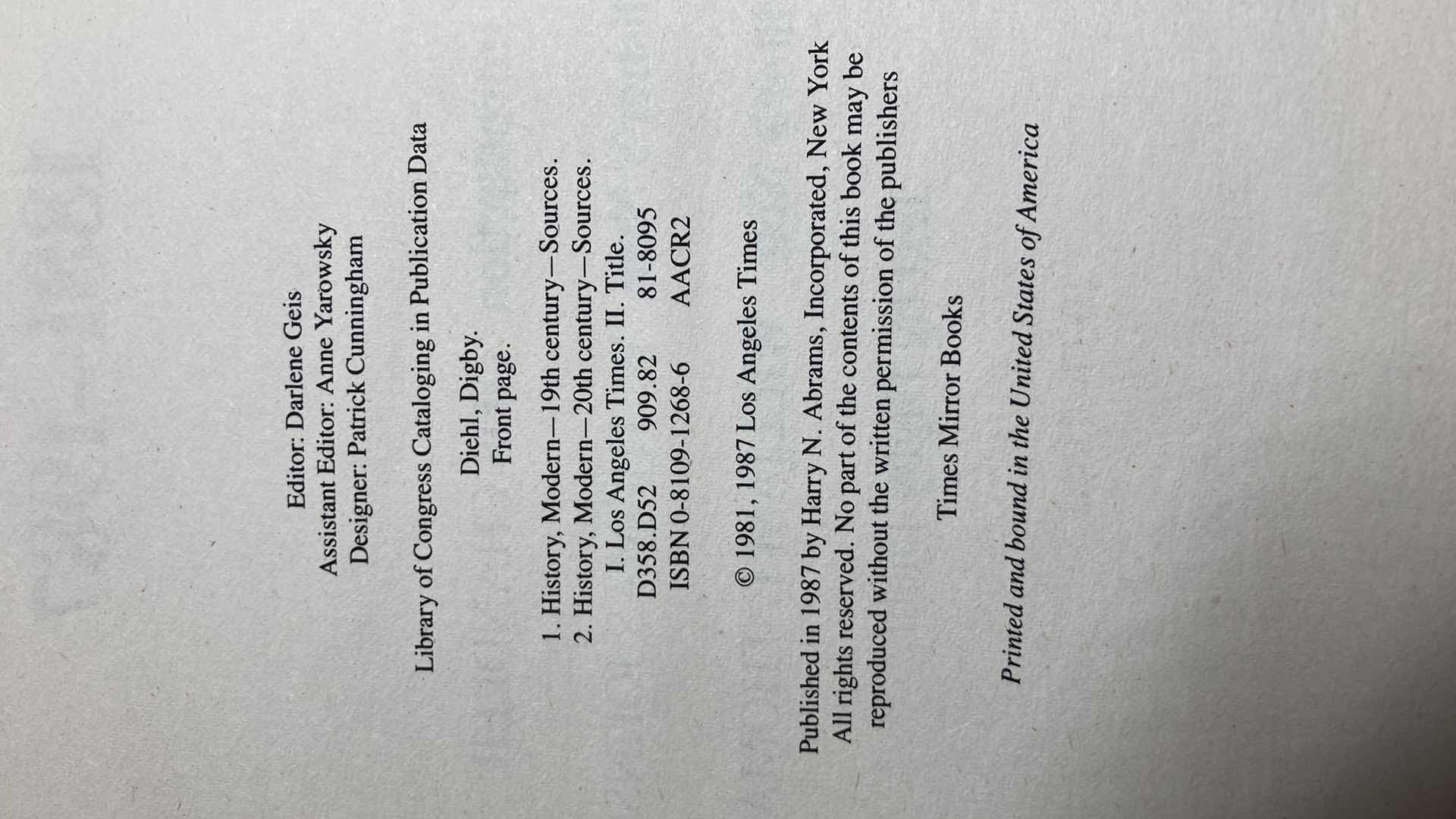 Photo 1 of LOS ANGELES TIMES FRONT PAGE COLLECTION OF HISTORICAL HEADLINES BOOKS 1881-1987 (2)