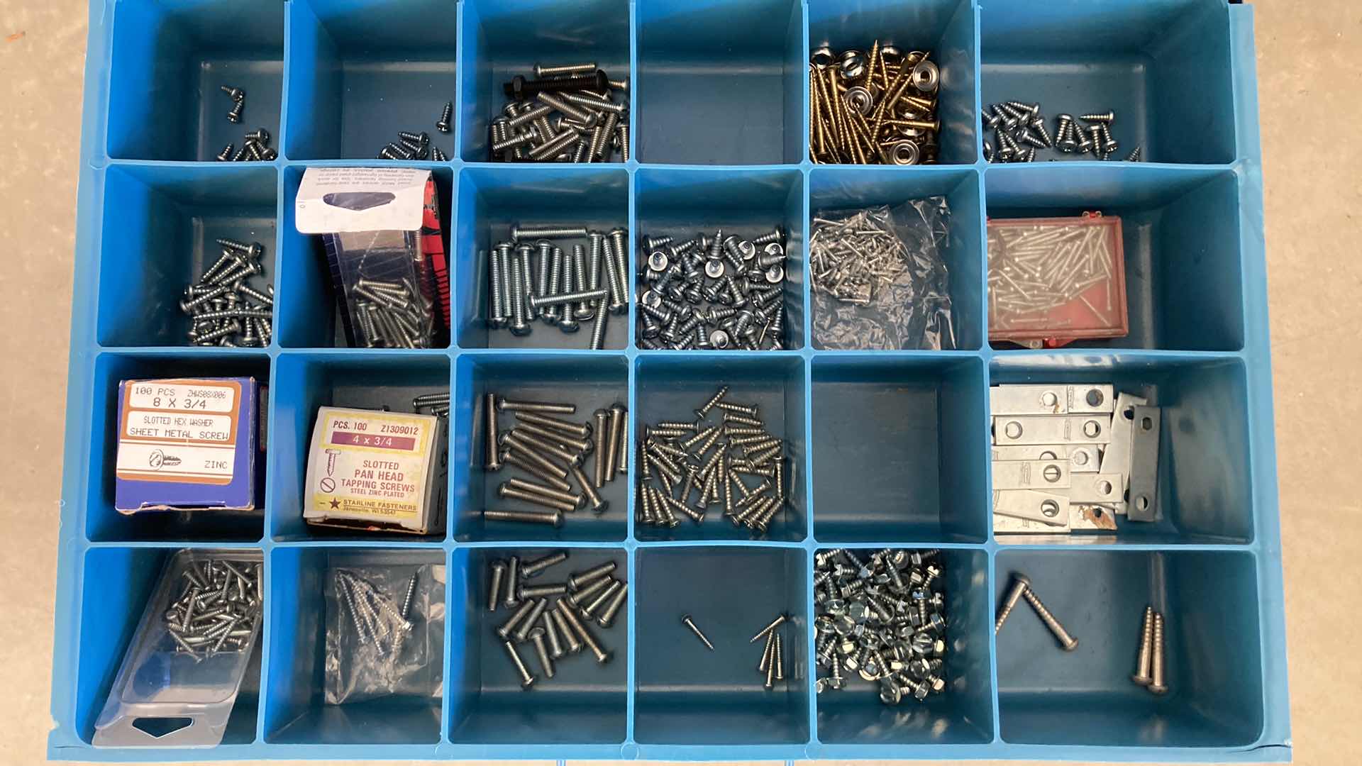 Photo 1 of BOWMAN 4 DRAWER STEEL STORAGE CABINET W MODEL TRAIN PARTS AS LABELED 20” X 16” H22”