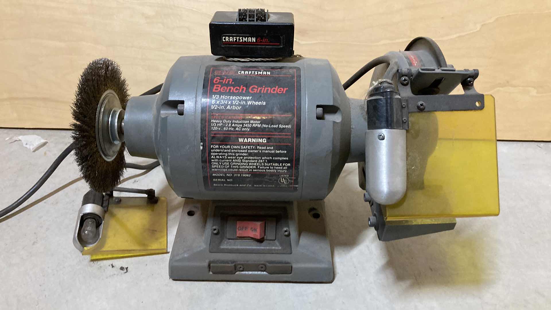Photo 1 of CRAFTMAN 6” BENCH GRINDER MODEL 31919062 W PARTS & FACE SHIELD