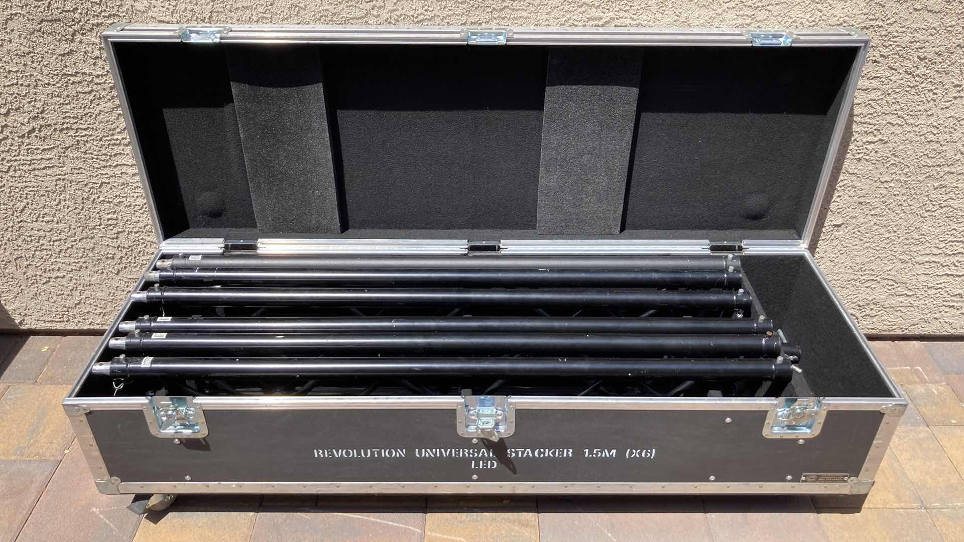 Photo 1 of ANVIL CASES STAGE CASE ON CASTERS W REVOLUTION UNIVERSAL STACKER KIT 71” X 23” H20”