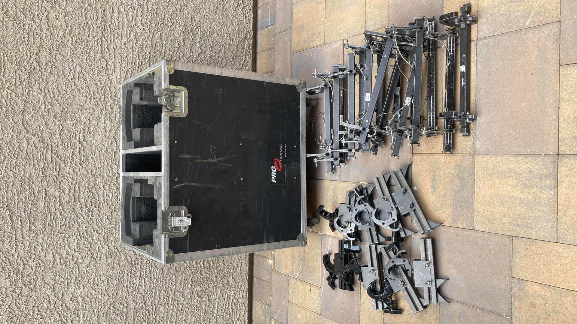 Photo 1 of CALZONE CASES CO STAGE CHEST ON CASTERS W RADIANT HANGERS (8) & HANGING BRACKET LED FRAME MODULES (16) 32” X 24” H34”