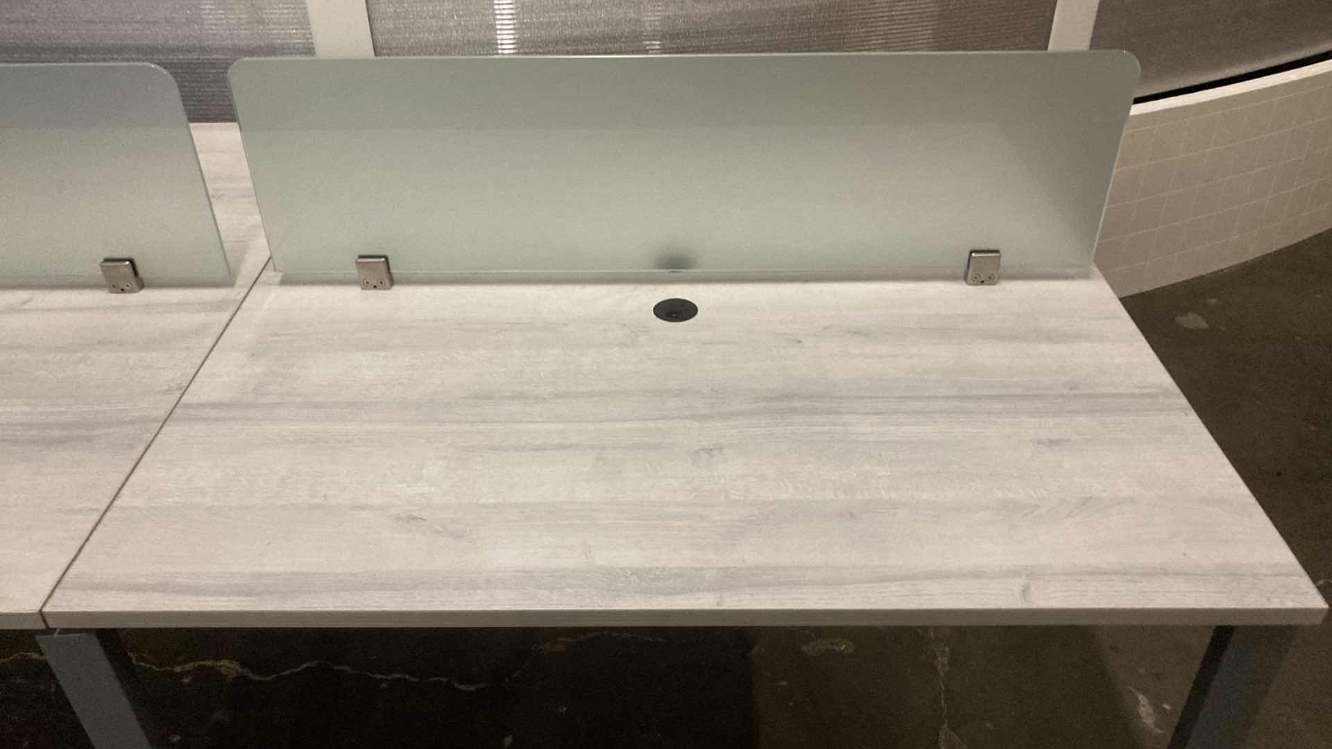 Photo 1 of 4 PERSON BENCHING WORK STATION W WOOD TOP & STEEL FRAME 95” X 47.5” H31”-44”