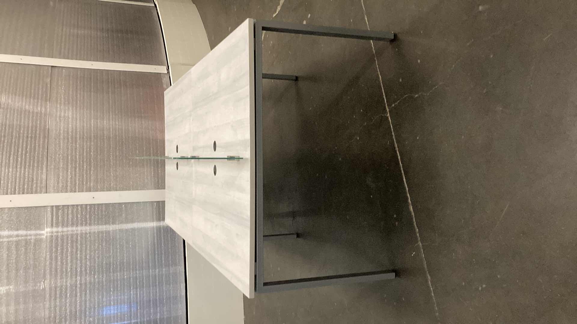 Photo 1 of 4 PERSON BENCHING WORK STATION W WOOD TOP & STEEL FRAME 95” X 47.5” H31”-44”