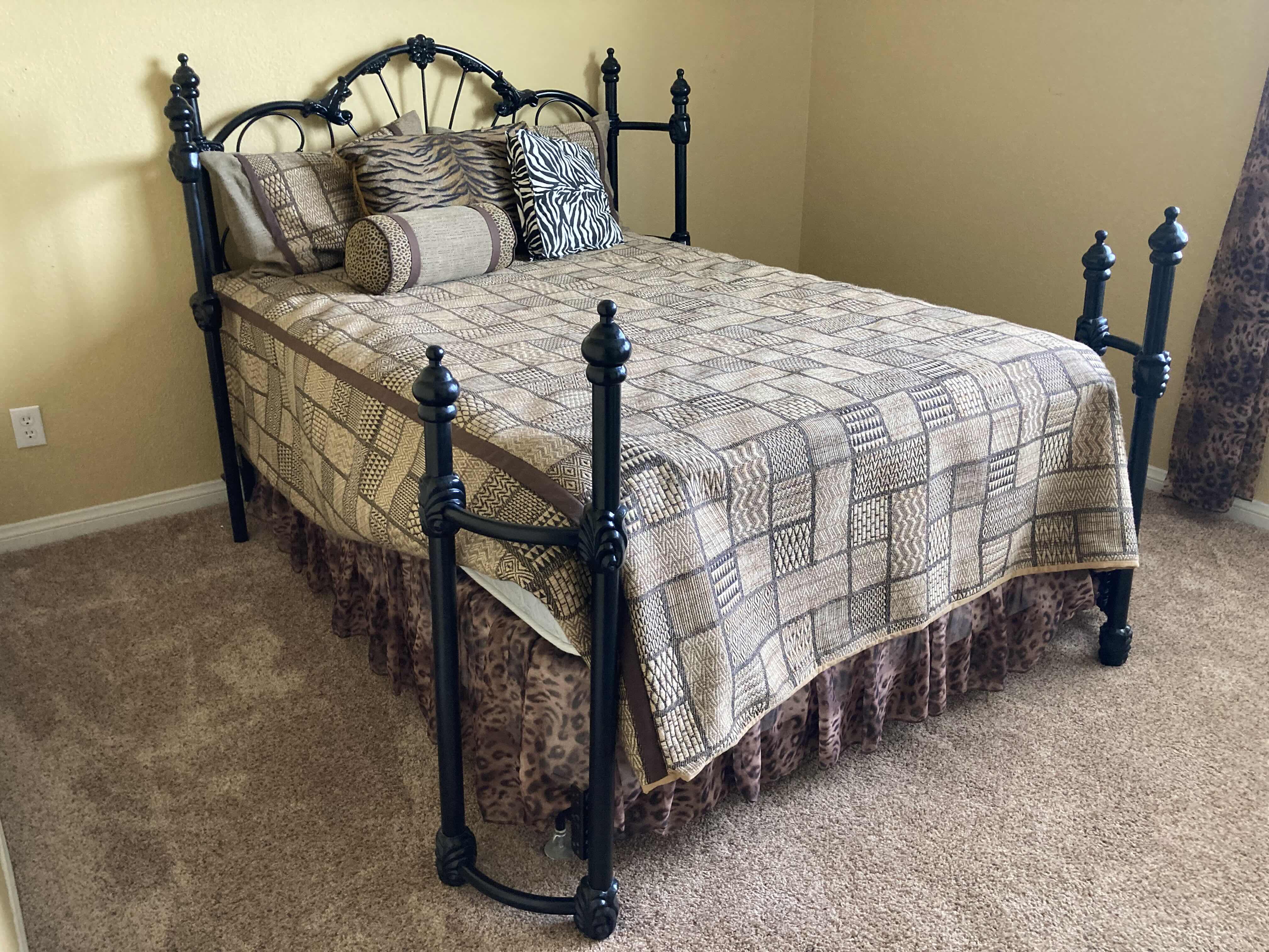 Photo 1 of SAFARI THEME BLACK FULL SIZE METAL BED FRAME & BEDDING W MATTRESS & BOX SPRING