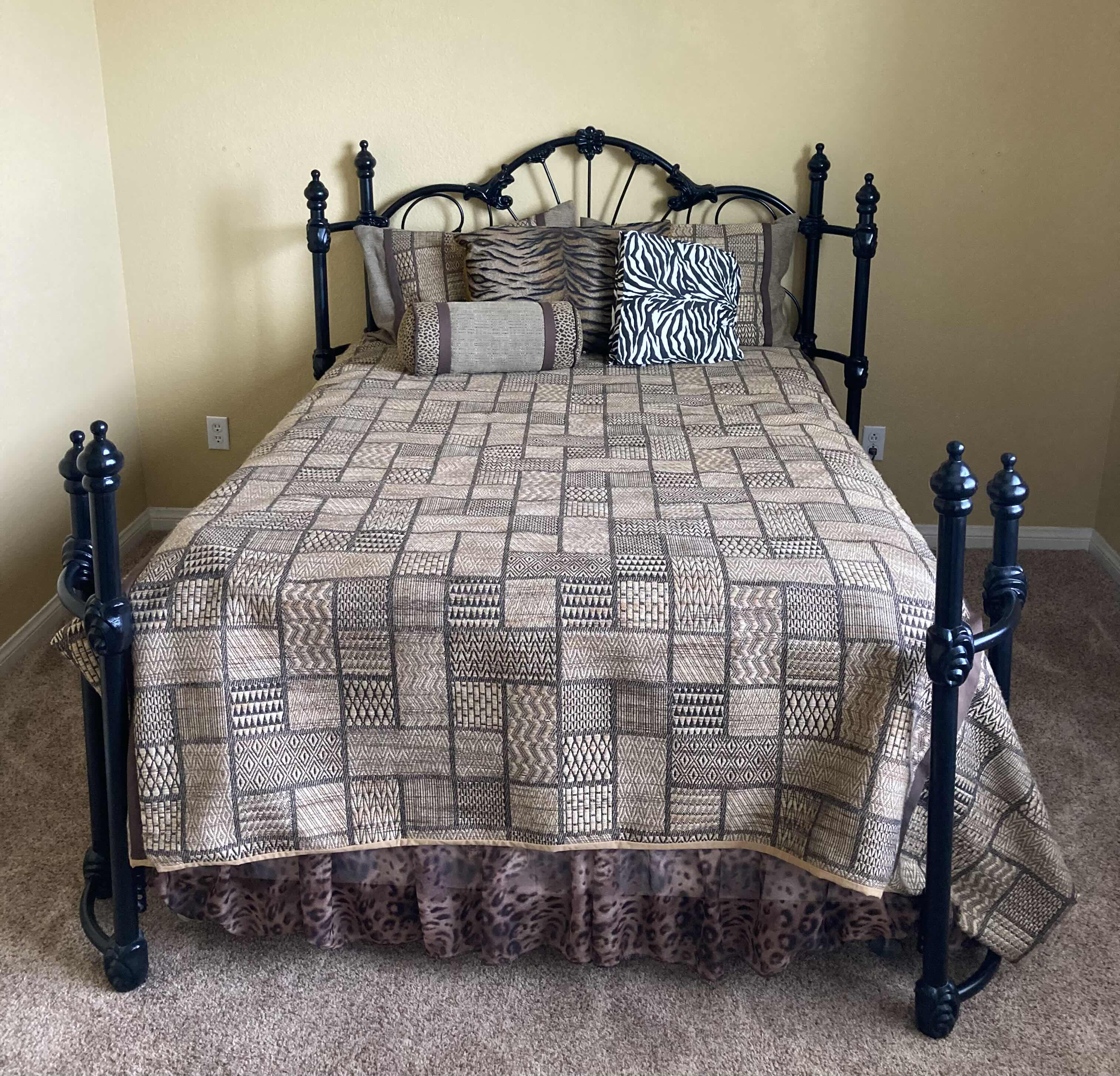 Photo 1 of SAFARI THEME BLACK FULL SIZE METAL BED FRAME & BEDDING W MATTRESS & BOX SPRING