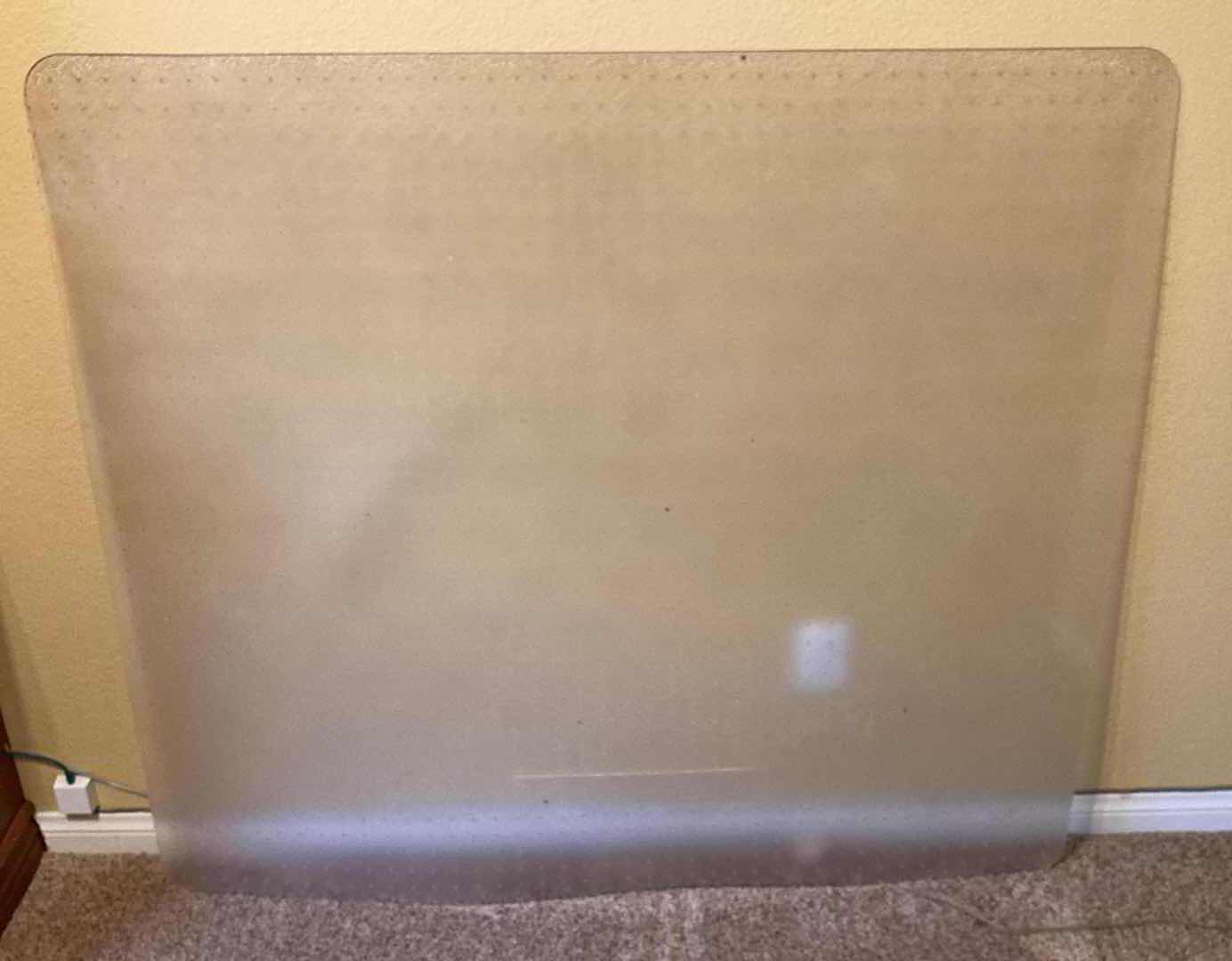 Photo 1 of TRUE SEATING BROWN LEATHER ROLLING OFFICE W PLASTIC ROLL MAT