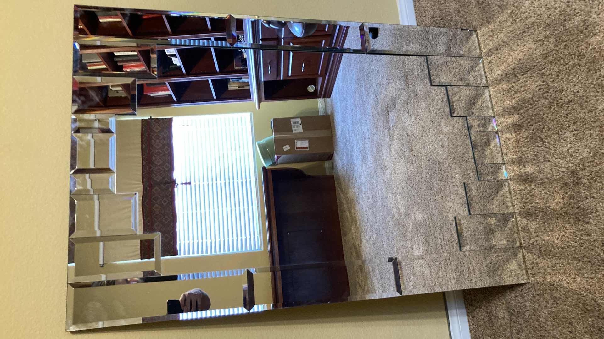 Photo 1 of MID-CENTURY BEVELED MIRRORED GLASS FRAMED MIRROR 32” X 48”