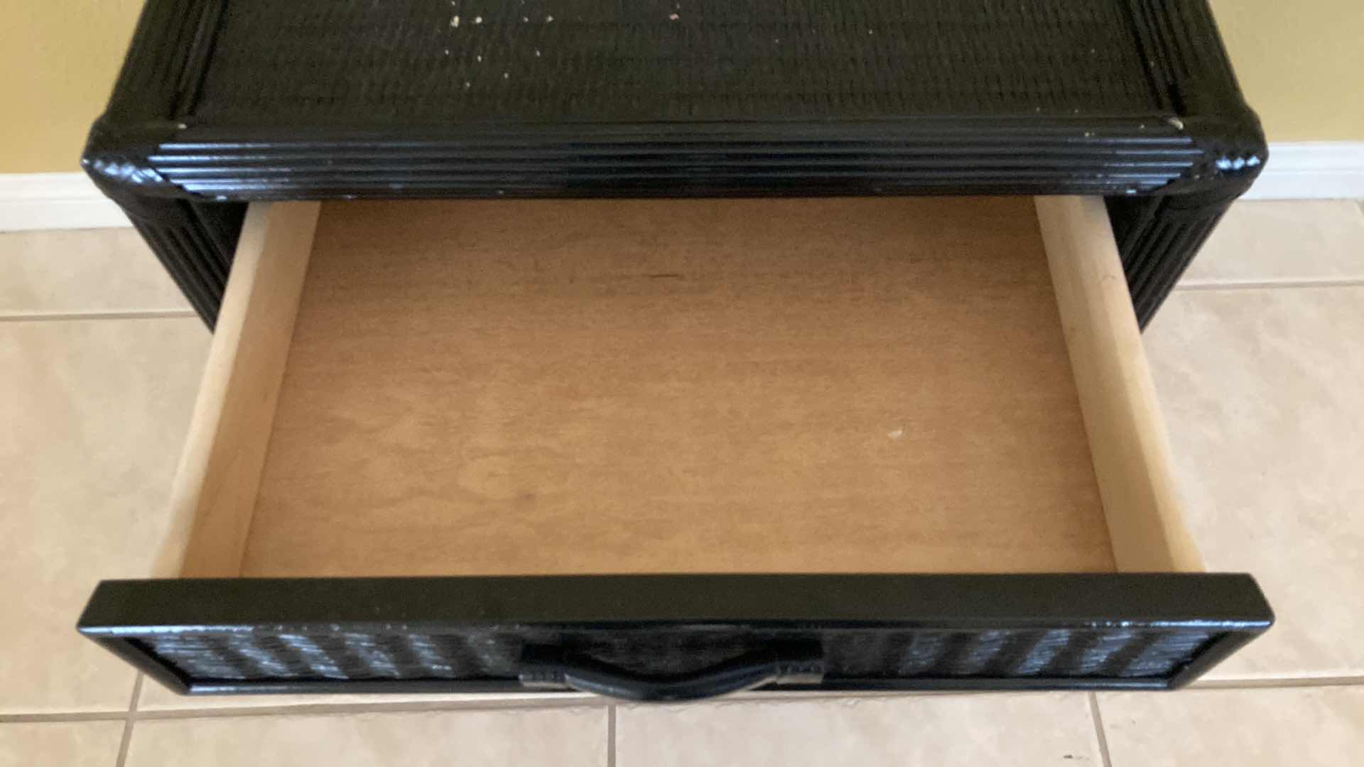 Photo 1 of BLACK WICKER FINISH NIGHTSTAND 22” X 15” H22”