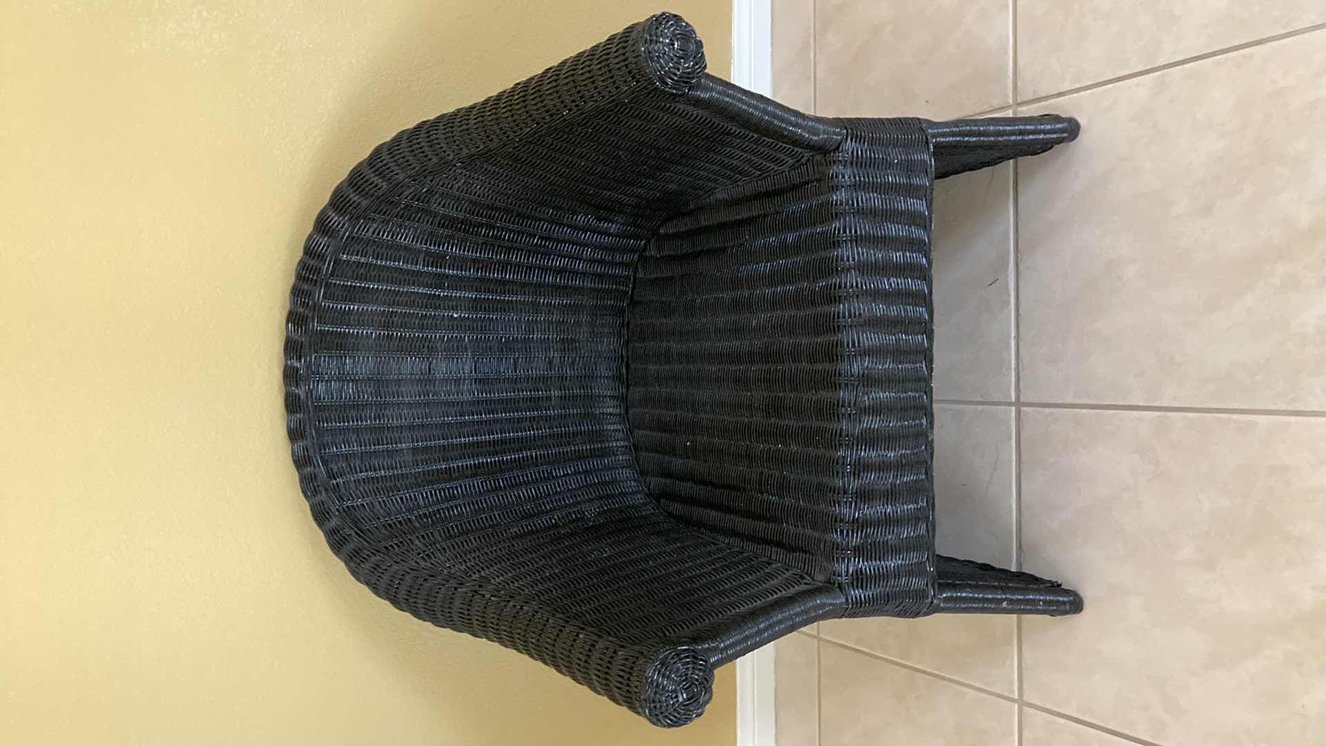 Photo 1 of BLACK WICKER FINISH ACCENT ARM CHAIR 27” X 26” H33”