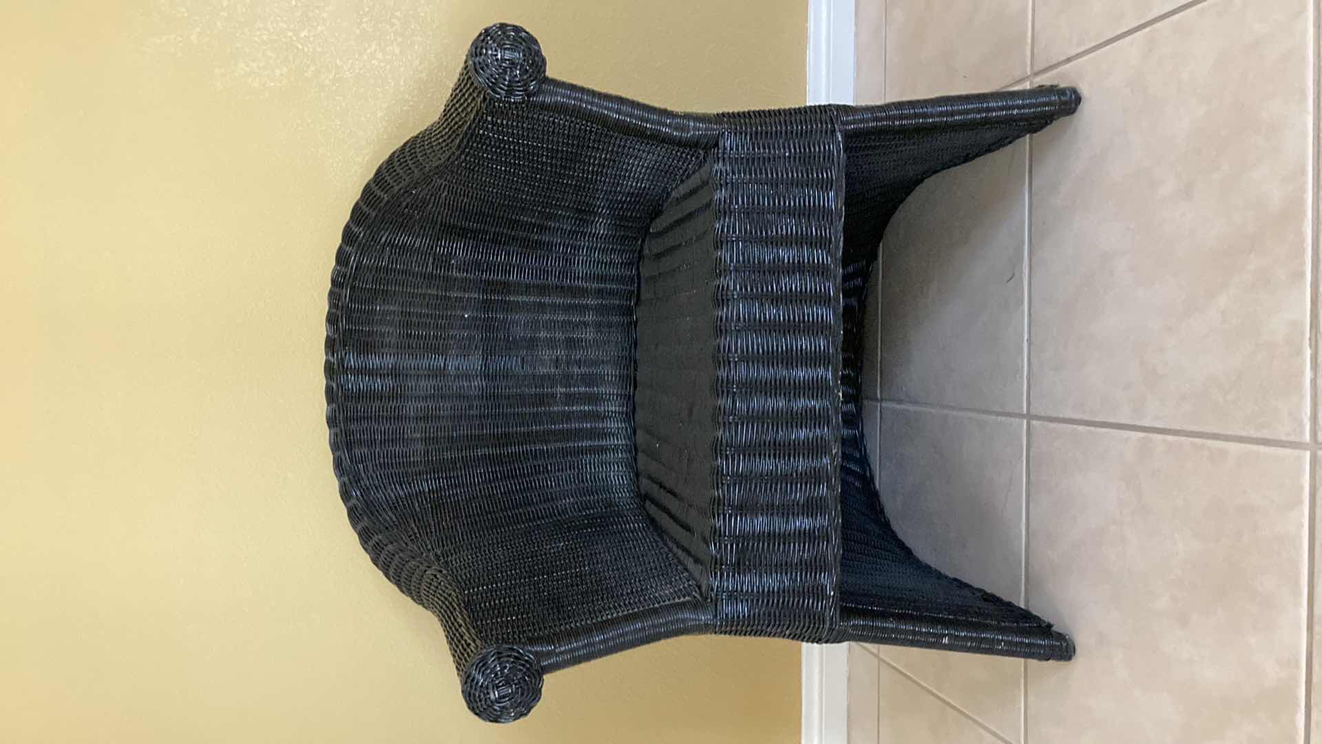 Photo 1 of BLACK WICKER FINISH ACCENT ARM CHAIR 27” X 26” H33”