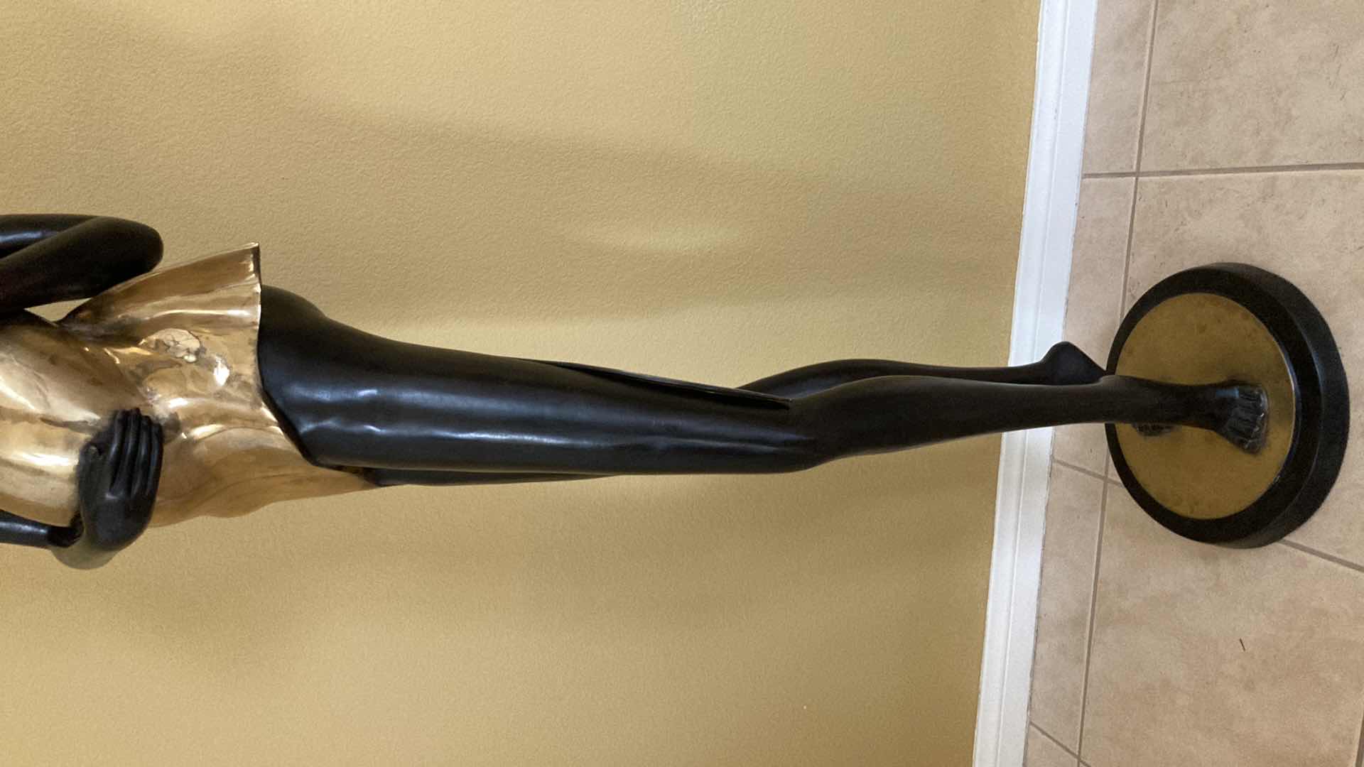 Photo 1 of AFRICAN TRIBE MOTHER & BABY EBONY/GOLD FINISH BRASS SCULPTED LIFE-SIZE STATUE 13” X 12” H64.25”