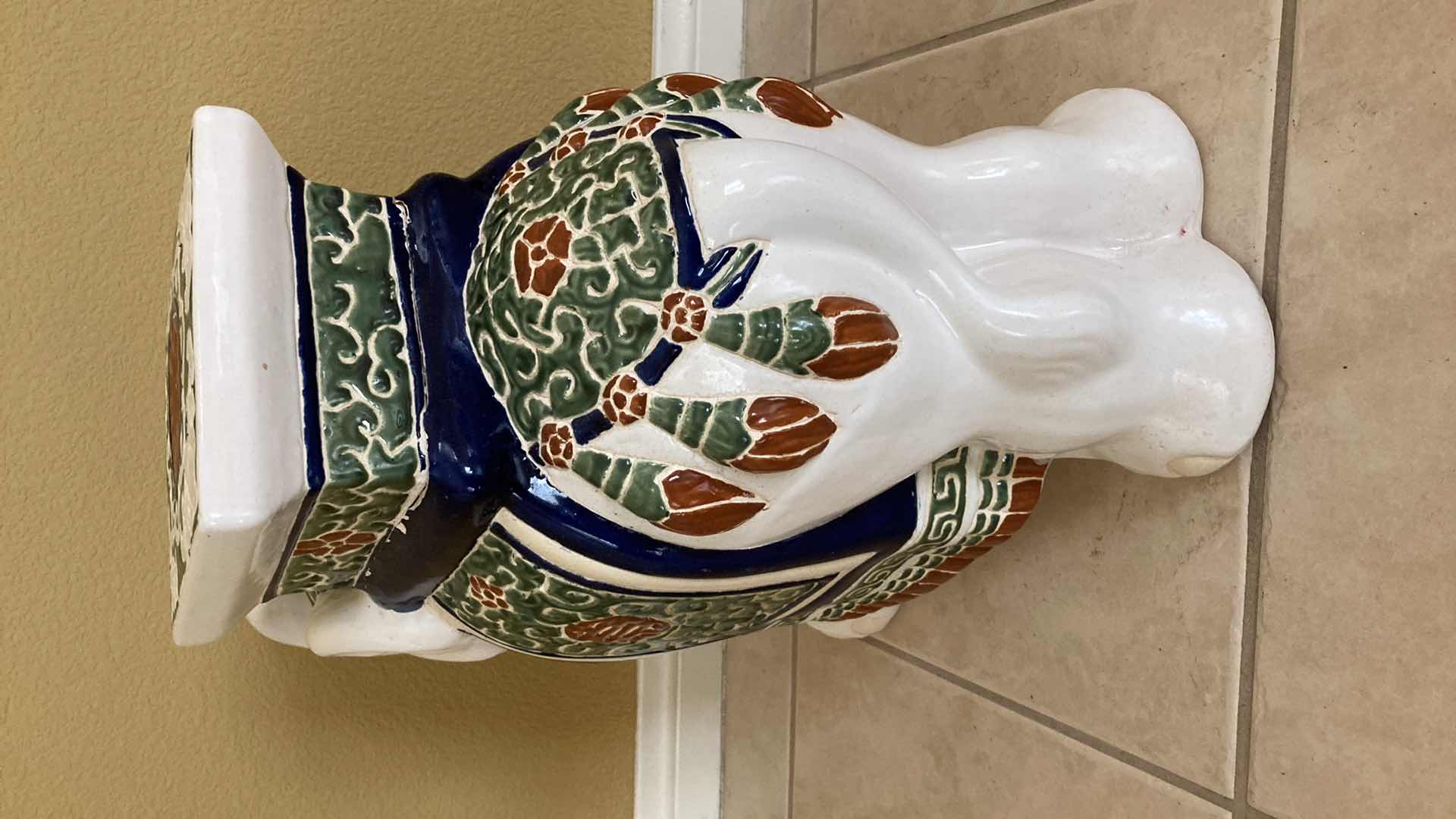 Photo 1 of INTERNATIONAL CARAVAN CERAMIC ELEPHANT  STOOL 22” X 9” H18”