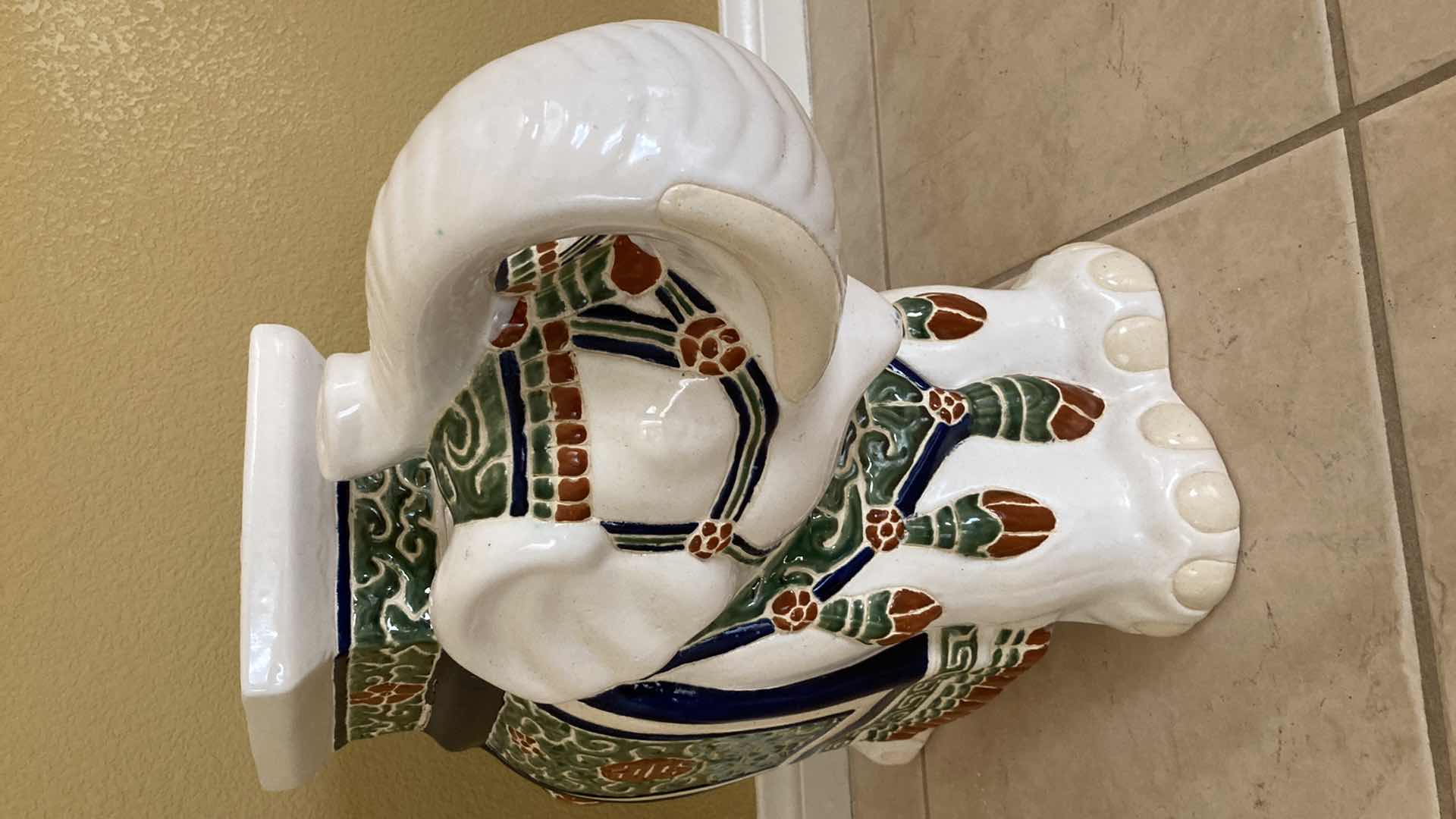 Photo 1 of INTERNATIONAL CARAVAN CERAMIC ELEPHANT  STOOL 22” X 9” H18”