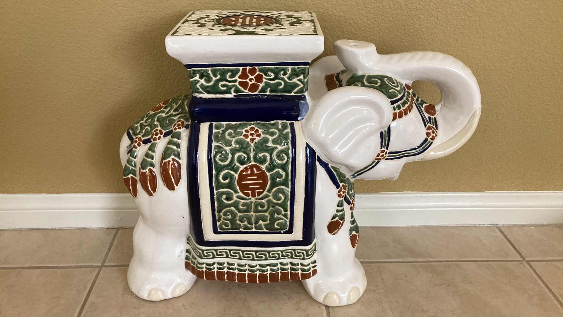 Photo 1 of INTERNATIONAL CARAVAN CERAMIC ELEPHANT  STOOL 22” X 9” H18”