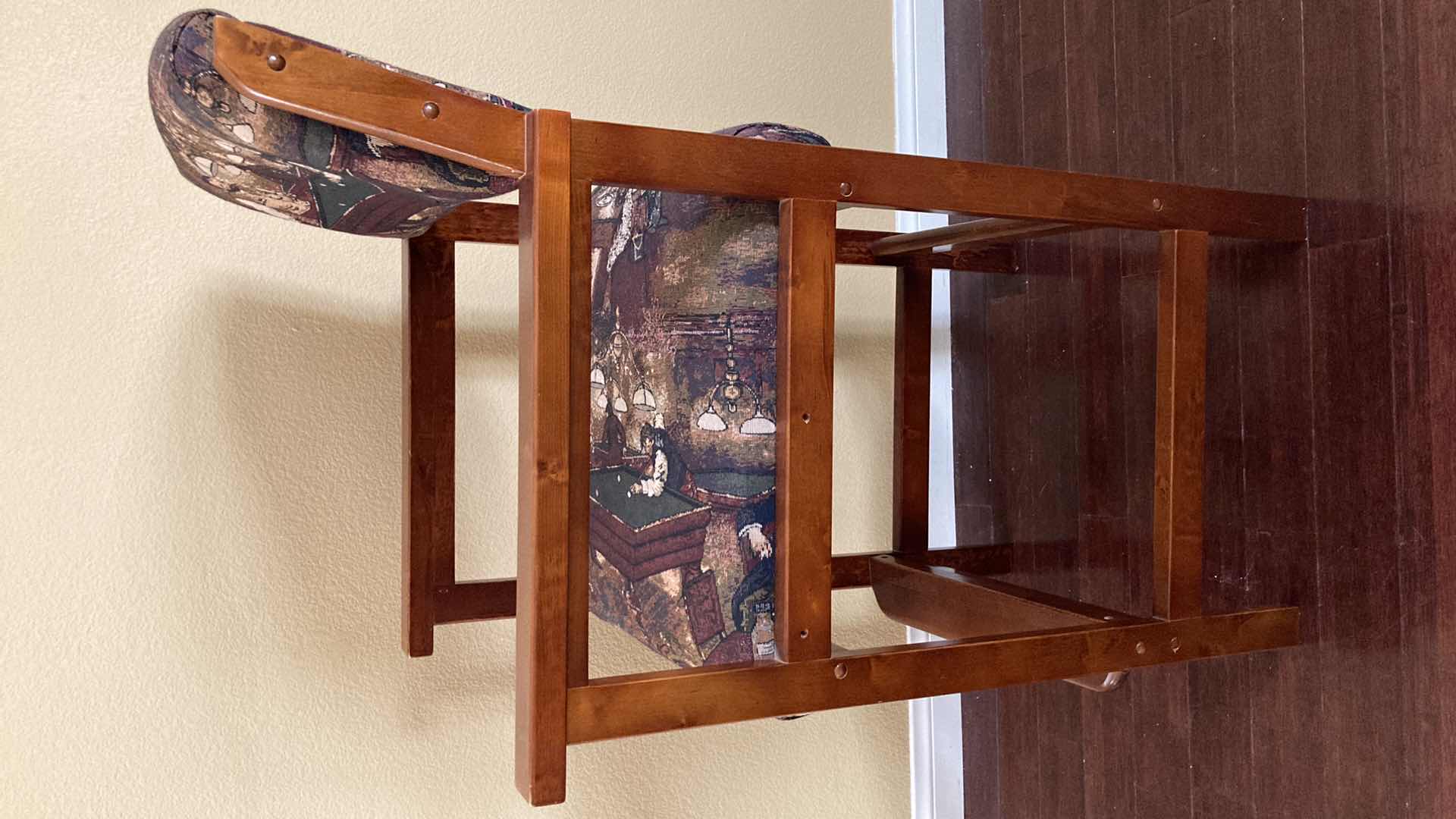 Photo 1 of RECREATIONAL PRODUCTS BILLARD THEME UPHOLSTERED BAR STOOL W CUP HOLDER 26” X 21” H45”