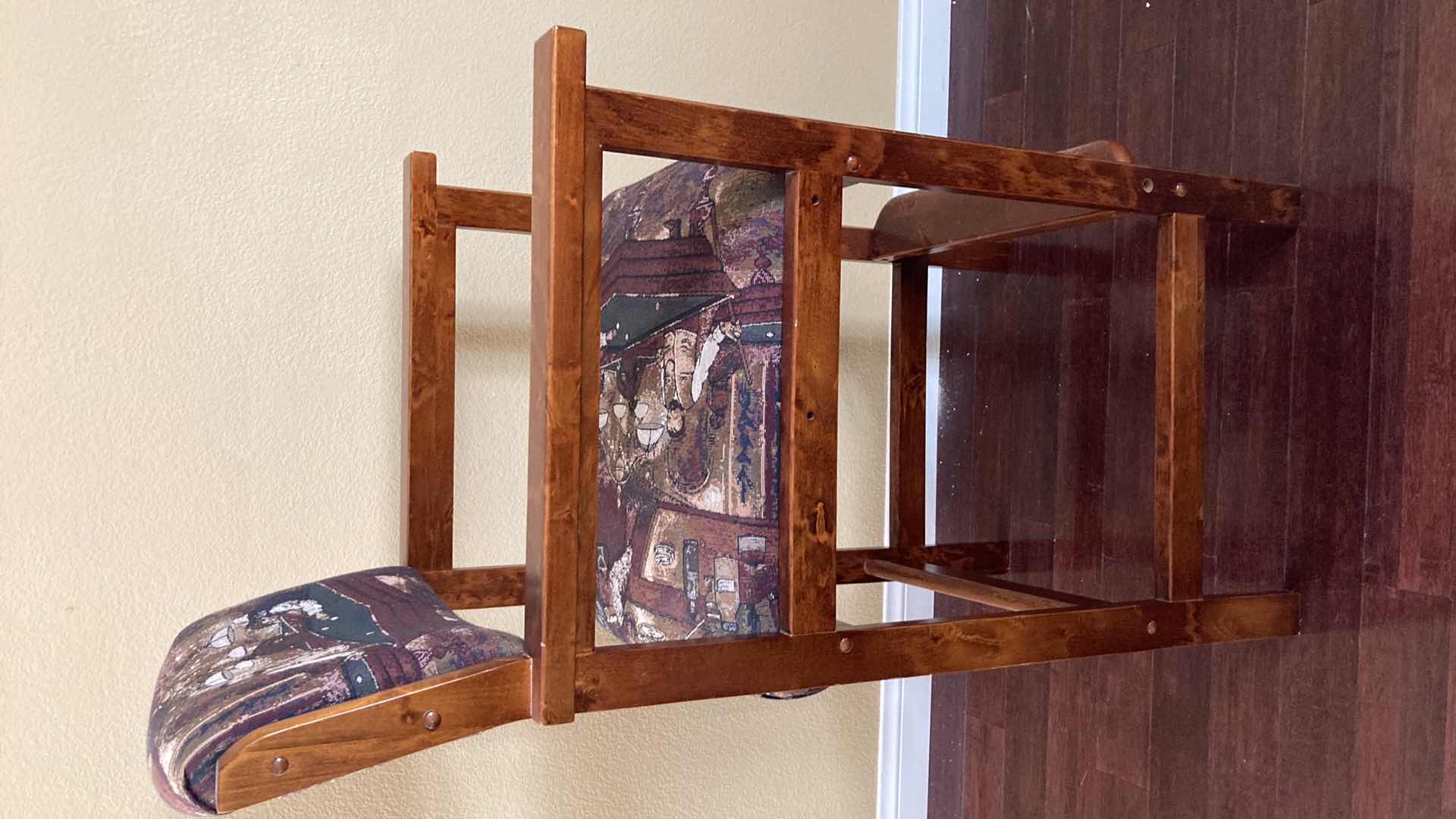 Photo 1 of RECREATIONAL PRODUCTS BILLARD THEME UPHOLSTERED WOOD BAR STOOL W CUP HOLDER 26” X 21” H45”