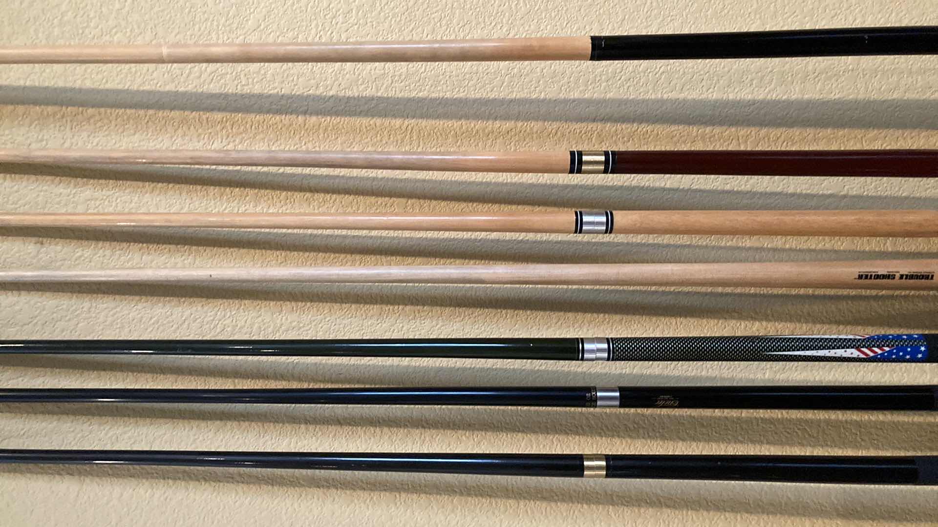Photo 1 of POOL CUE SET- FIBERGLASS & WOOD CUE STICKS (7)