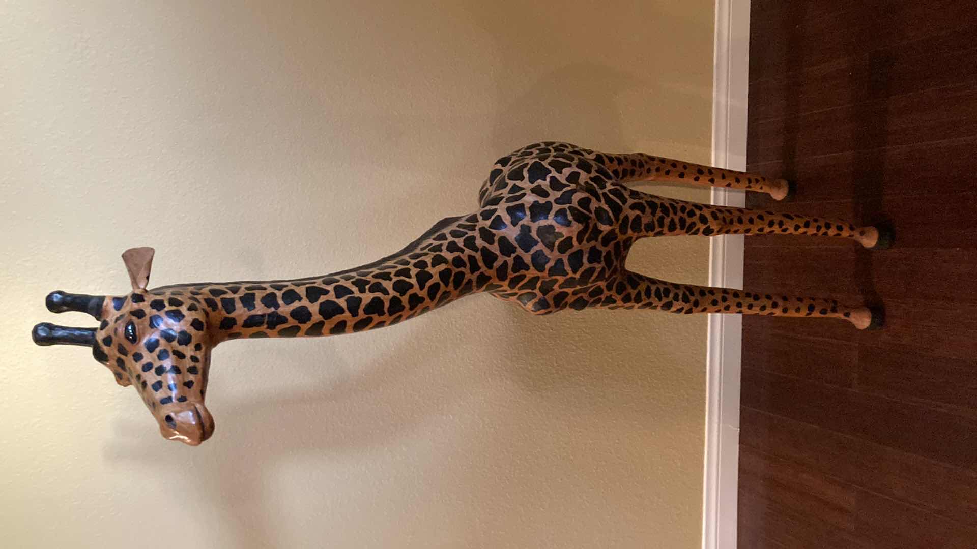 Photo 1 of HANDCRAFTED WOOD GIRAFFE STATUE 10” X 26” H54”