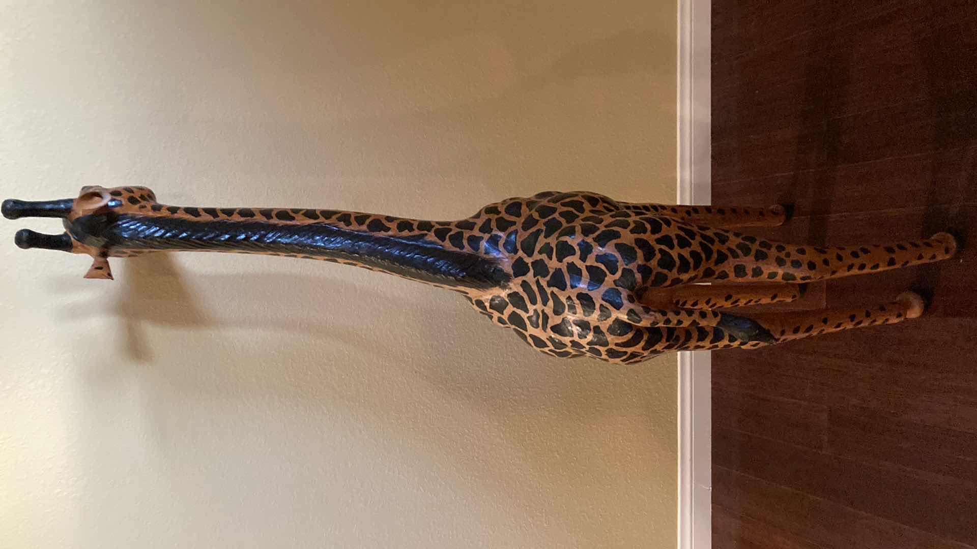 Photo 1 of HANDCRAFTED WOOD GIRAFFE STATUE 10” X 26” H54”