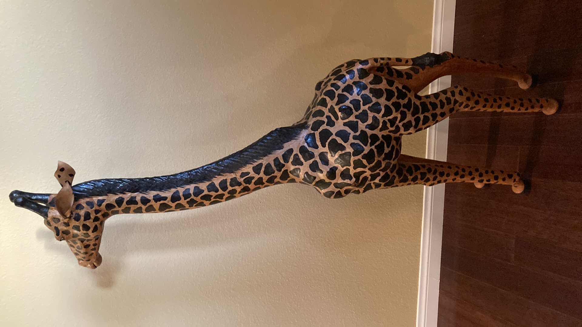 Photo 1 of HANDCRAFTED WOOD GIRAFFE STATUE 10” X 26” H54”