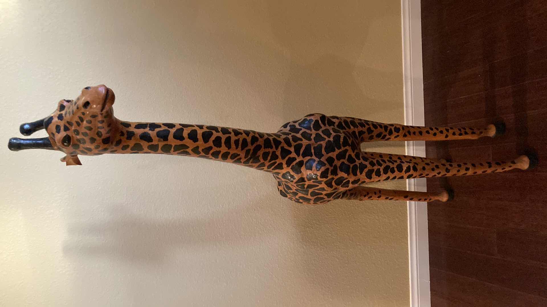 Photo 1 of HANDCRAFTED WOOD GIRAFFE STATUE 10” X 26” H54”