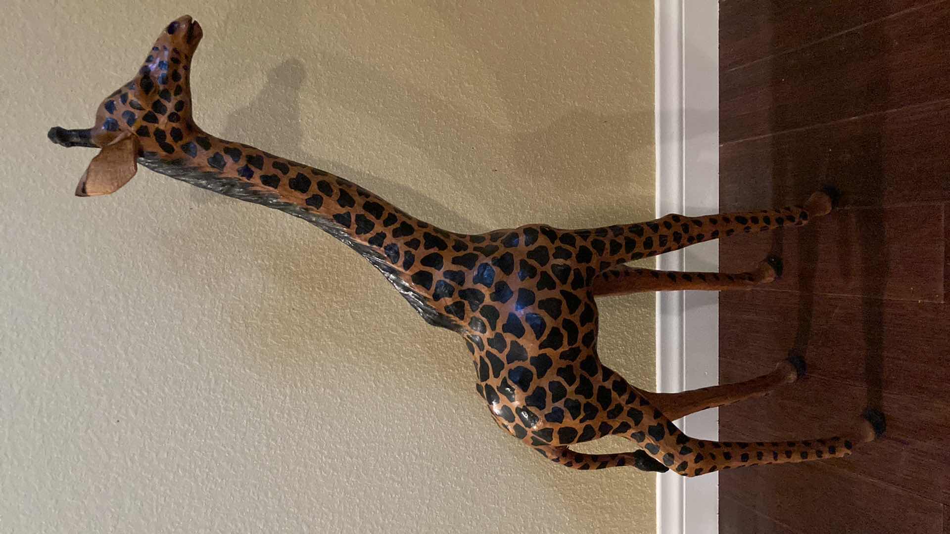 Photo 1 of HANDCRAFTED WOOD GIRAFFE STATUE 5.5” X 16” H30”