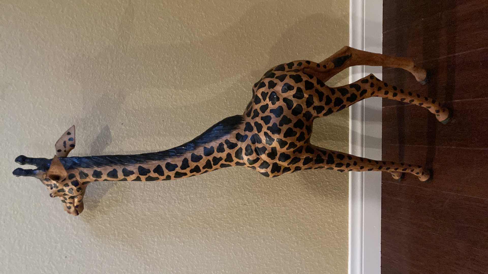 Photo 1 of HANDCRAFTED WOOD GIRAFFE STATUE 5.5” X 13” H31”