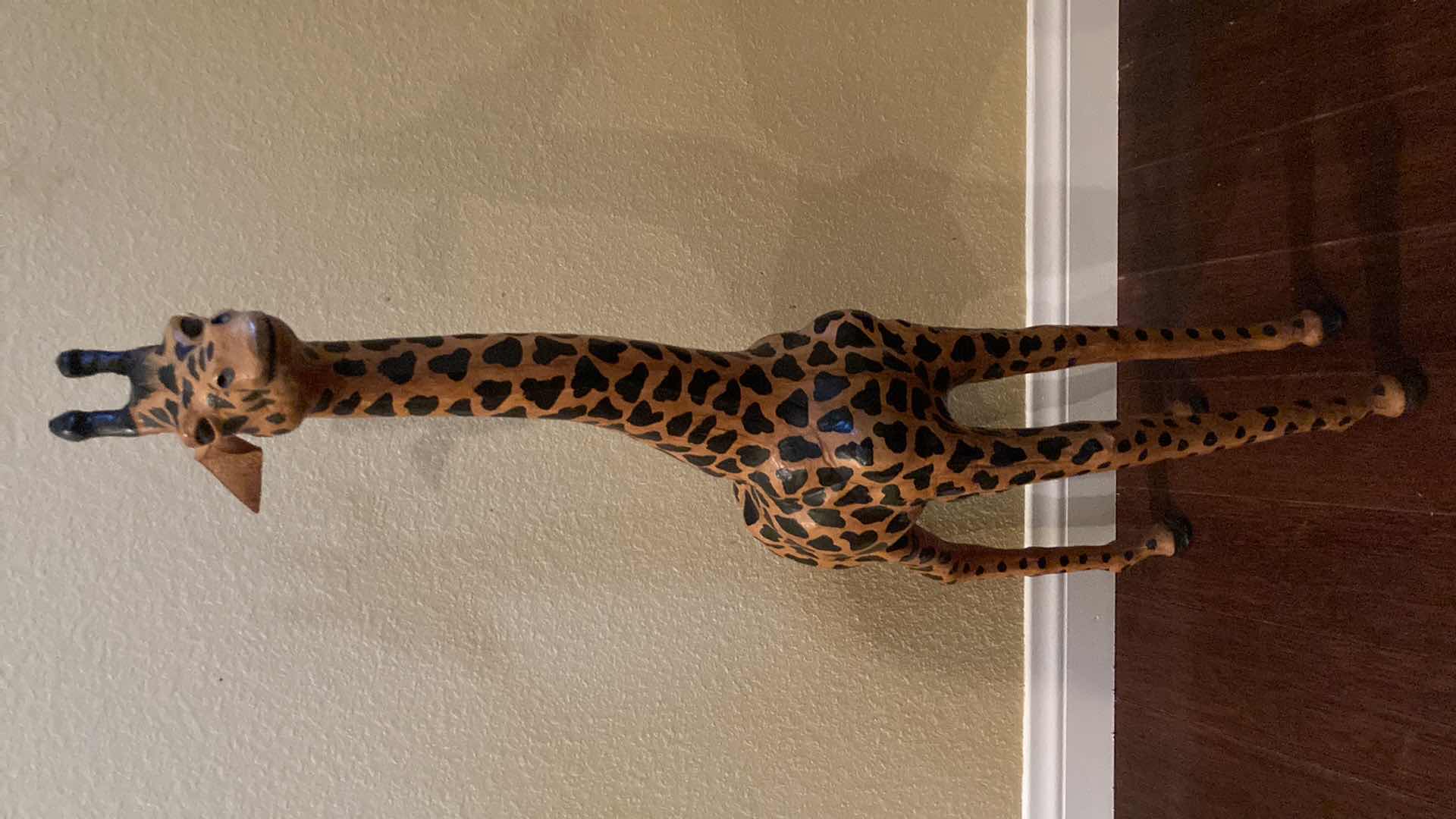 Photo 1 of HANDCRAFTED WOOD GIRAFFE STATUE 5.5” X 13” H31”