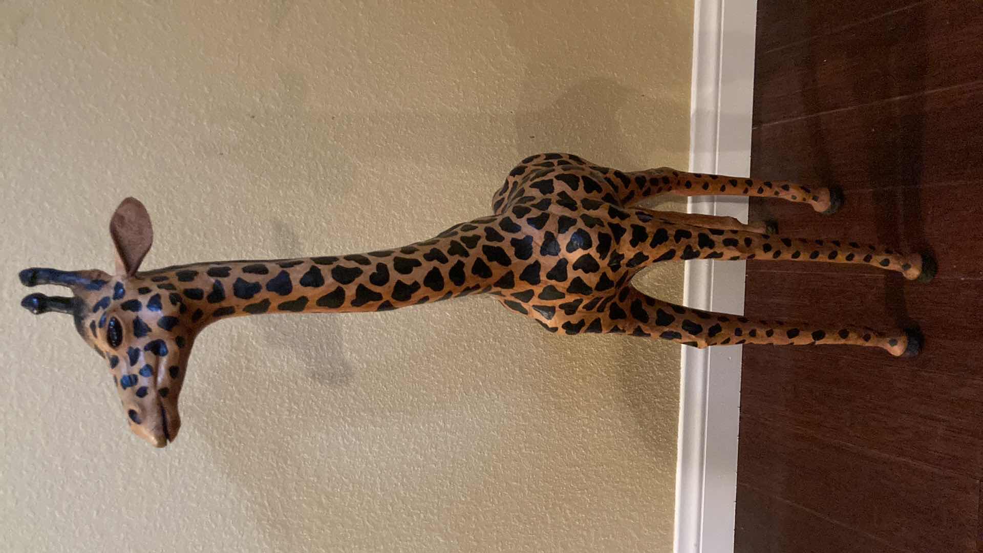 Photo 1 of HANDCRAFTED WOOD GIRAFFE STATUE 5.5” X 13” H31”