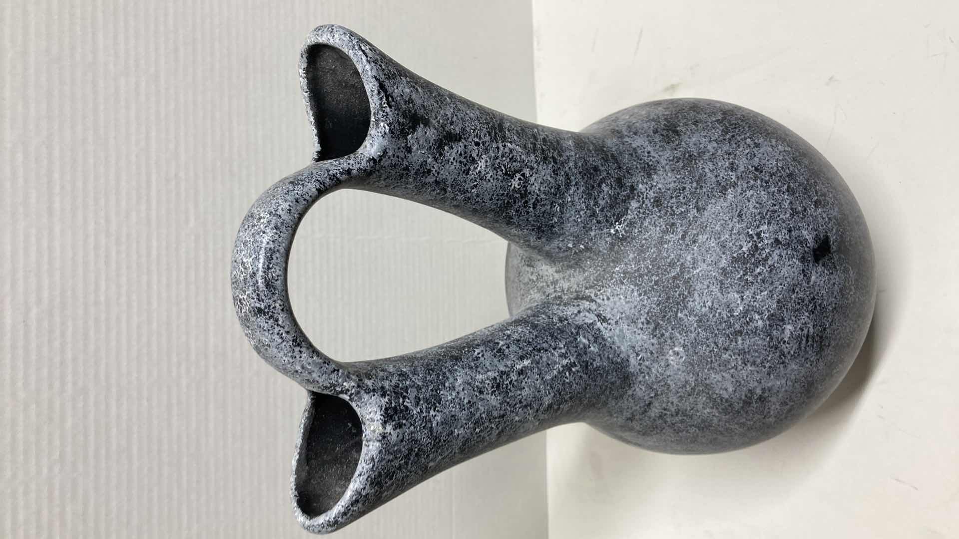 Photo 1 of GRAY STONE FINISH CERAMIC WEDDING VASE 8.5” X 17”