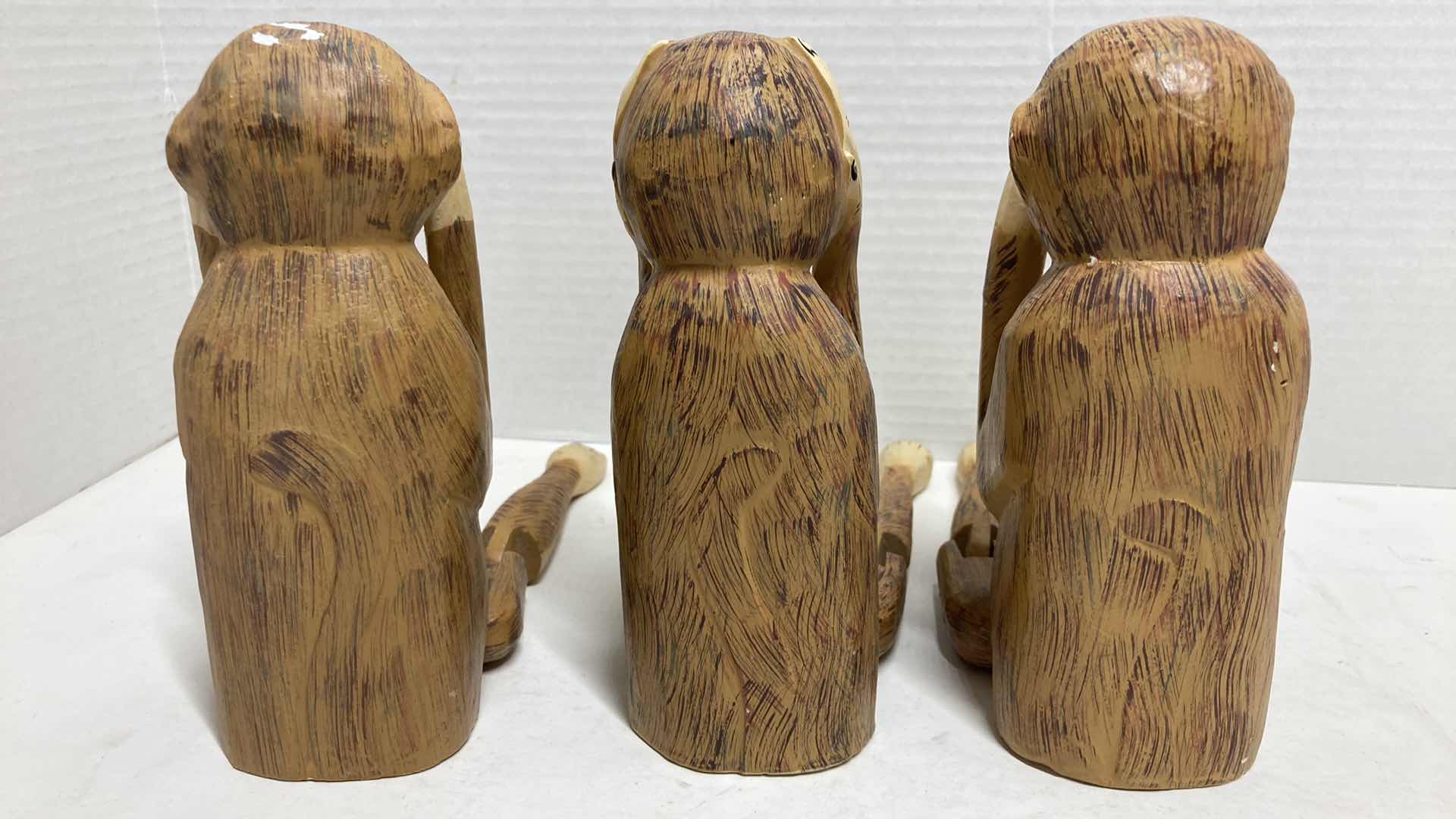Photo 1 of SEE, HEAR, SAY NO EVIL WOOD FINISH RESIN MONKEY DECOR SET 3” X 11”