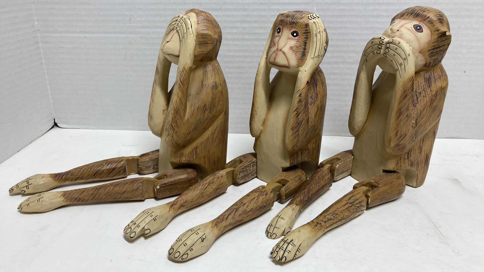 Photo 1 of SEE, HEAR, SAY NO EVIL WOOD FINISH RESIN MONKEY DECOR SET 3” X 11”
