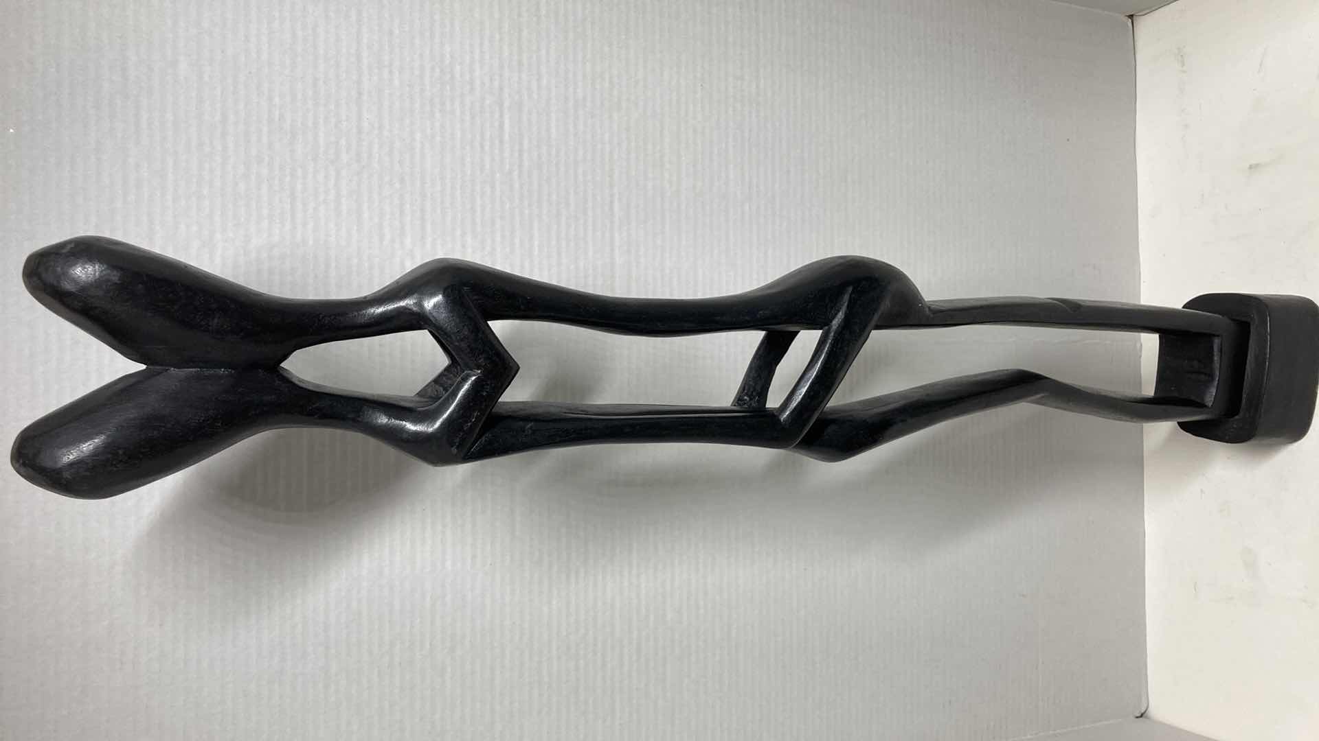 Photo 1 of AFRICAN STYLE HAND CRAVED COUPLE KISSING WOOD SCULPTURE 5” X 3” H33”