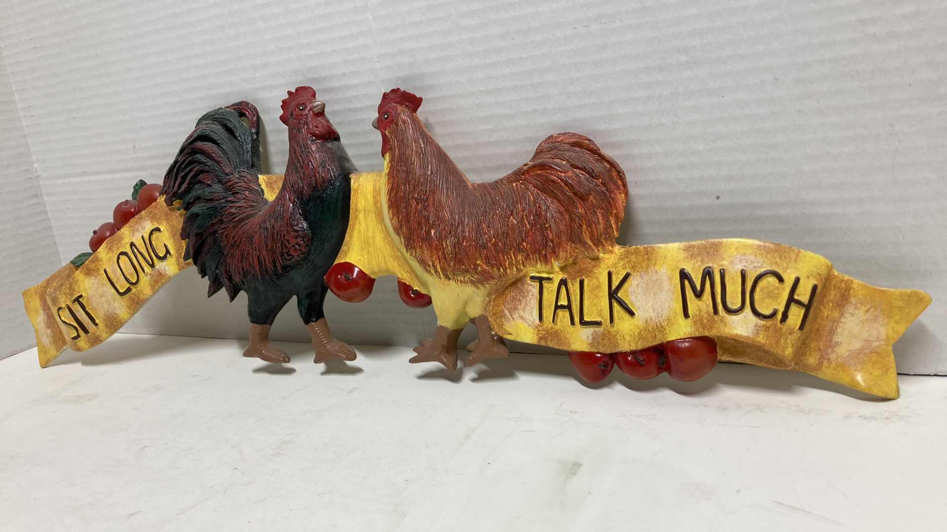 Photo 1 of ROOSTER SIT LONG TALK MUCH DECORATIVE RESIN SIGN 21” X 7”