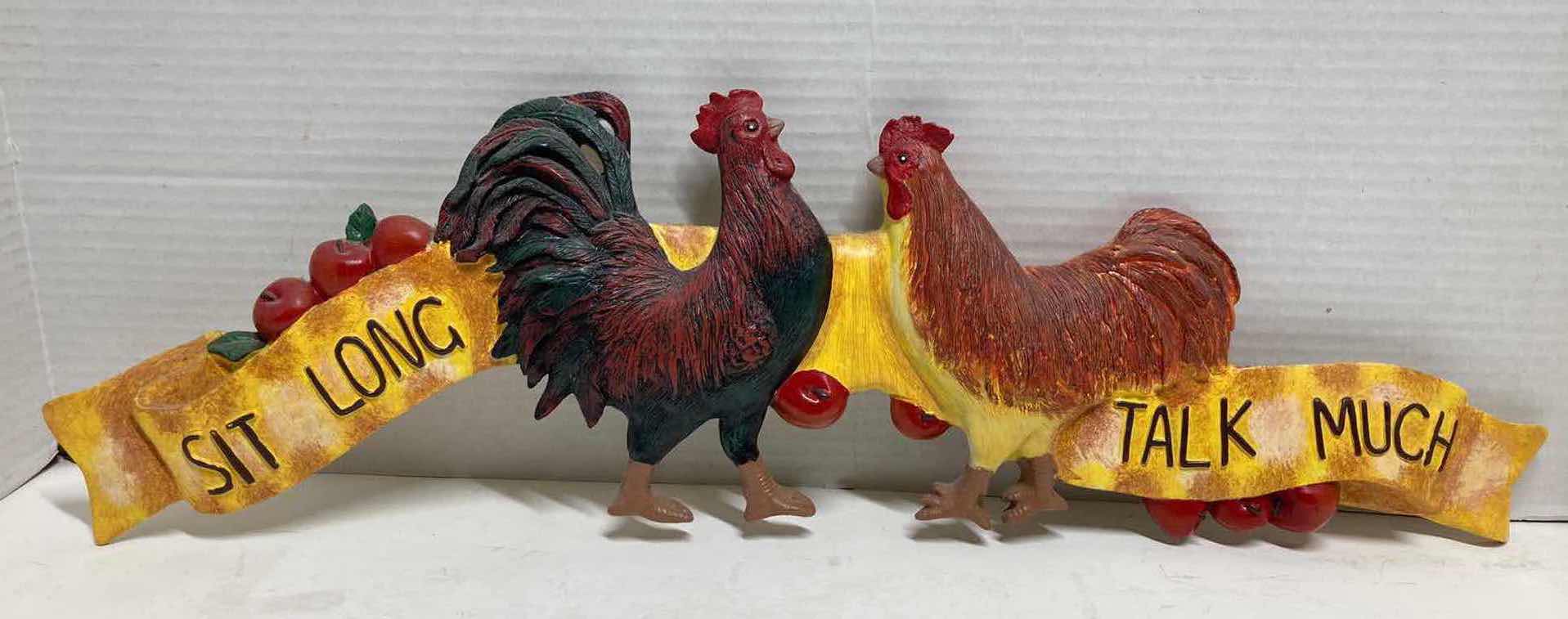 Photo 1 of ROOSTER SIT LONG TALK MUCH DECORATIVE RESIN SIGN 21” X 7”