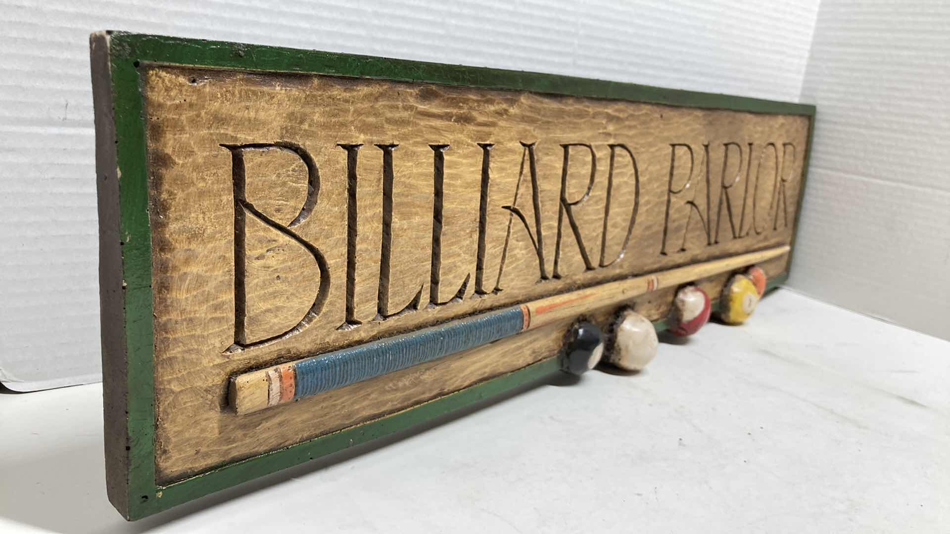 Photo 1 of COUNTRY CARVER HAND CARVED WOOD BILLARD PARLOR SIGNED BY AL PISANO