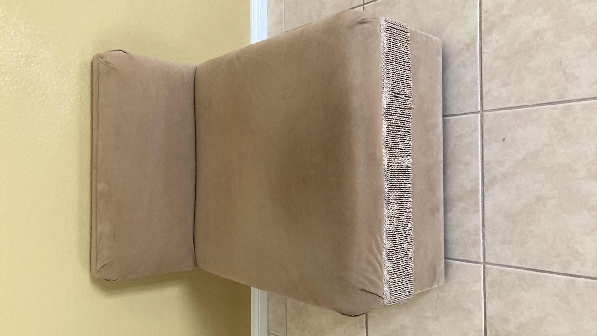 Photo 1 of TAN FRINGE SLIPPER CHAIR 29” X 34” H28”