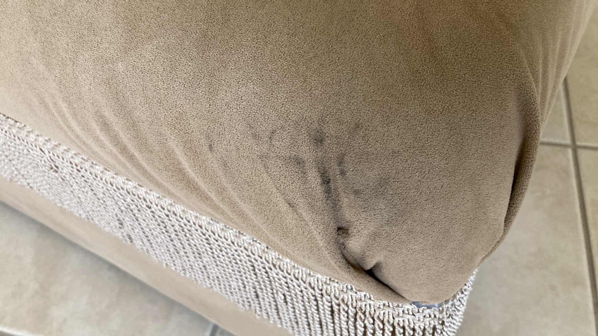 Photo 1 of TAN FRINGE SLIPPER CHAIR 29” X 34” H28”