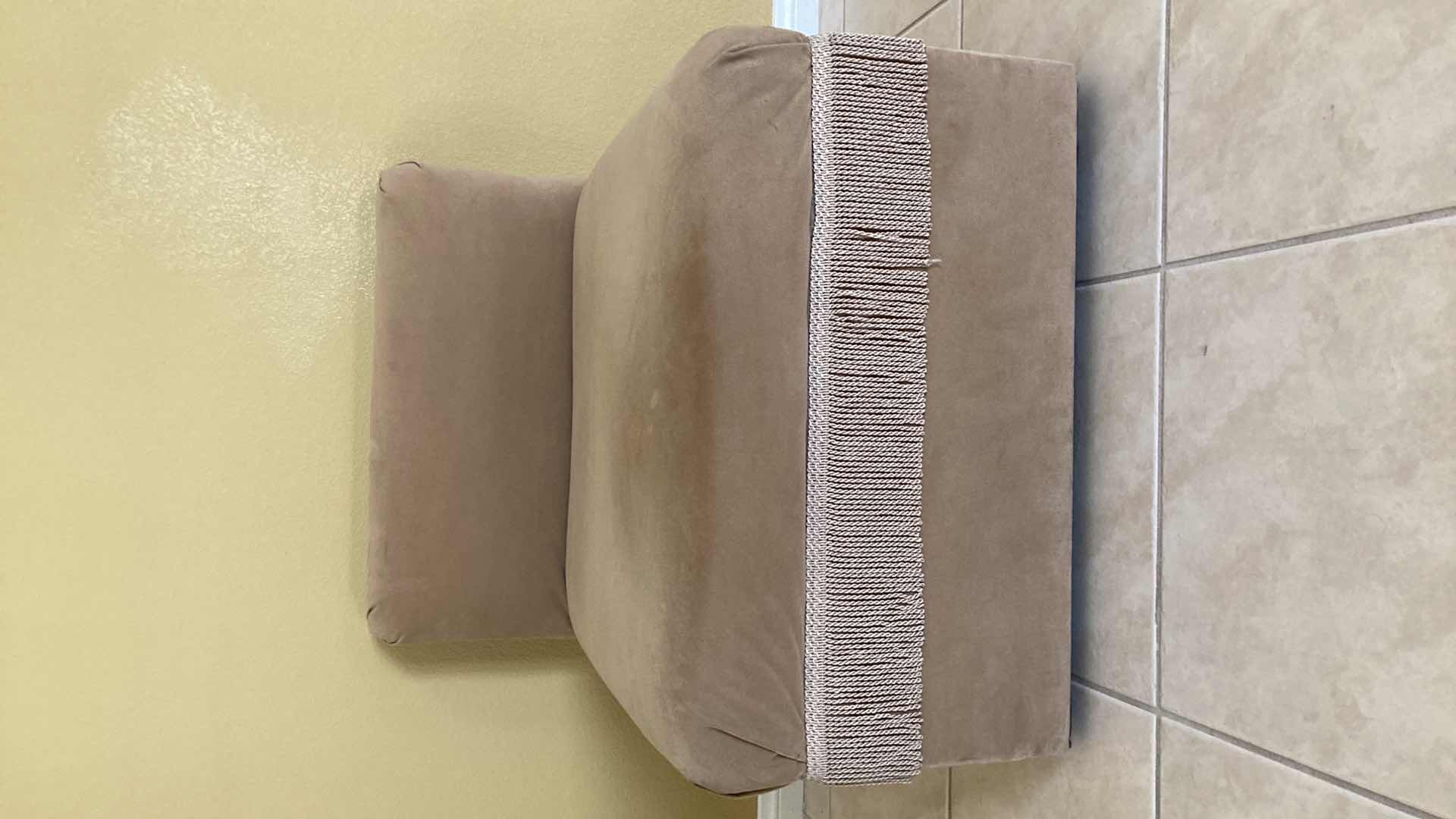 Photo 1 of TAN FRINGE SLIPPER CHAIR 29” X 34” H28”