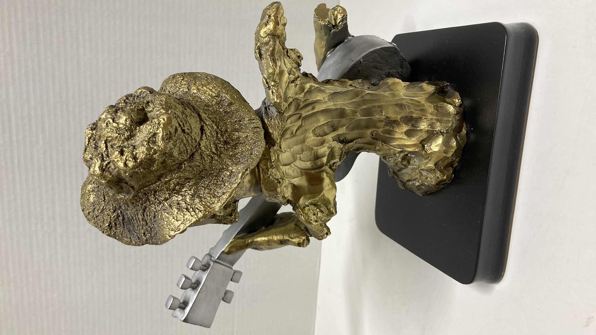 Photo 1 of BLUES GUITARIST SCULPTURE BRASS FINISH ON WOOD BASE 11.5” X 6” H11”