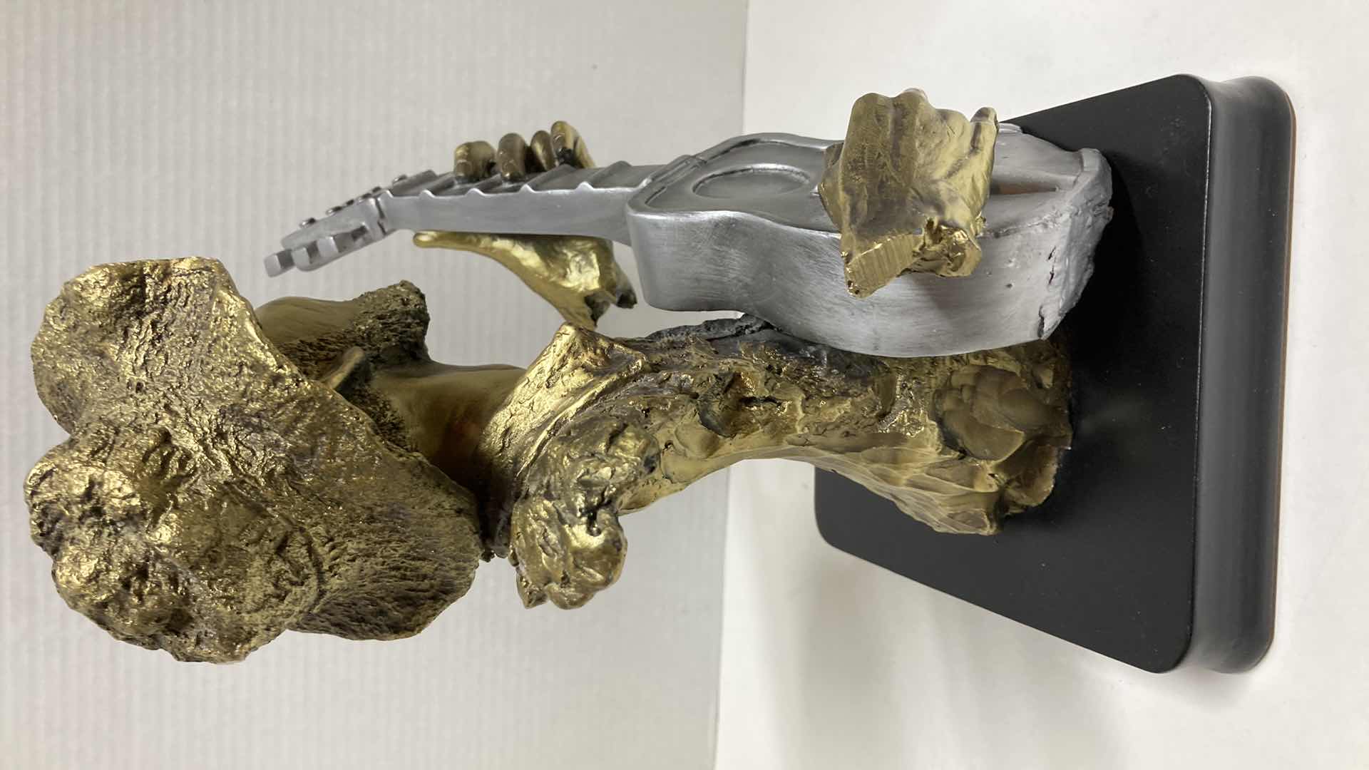 Photo 1 of BLUES GUITARIST SCULPTURE BRASS FINISH ON WOOD BASE 11.5” X 6” H11”