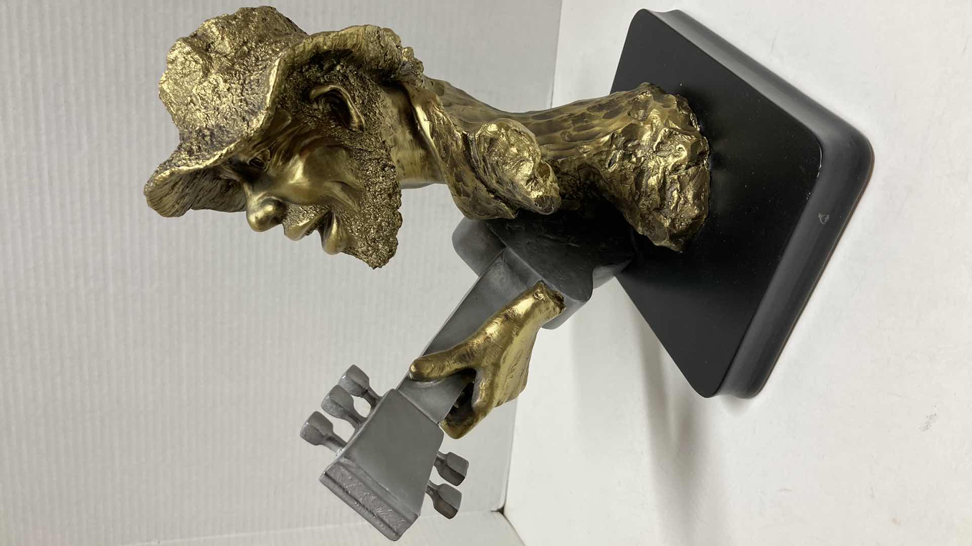 Photo 1 of BLUES GUITARIST SCULPTURE BRASS FINISH ON WOOD BASE 11.5” X 6” H11”