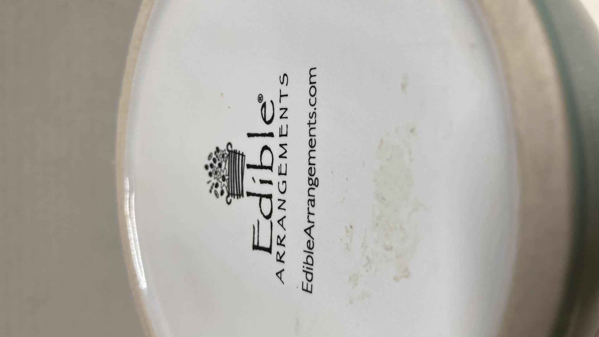 Photo 1 of EDIBLE ARRANGEMENTS TEAL & WHITE CERAMIC VASE 4.5” X 4.5”