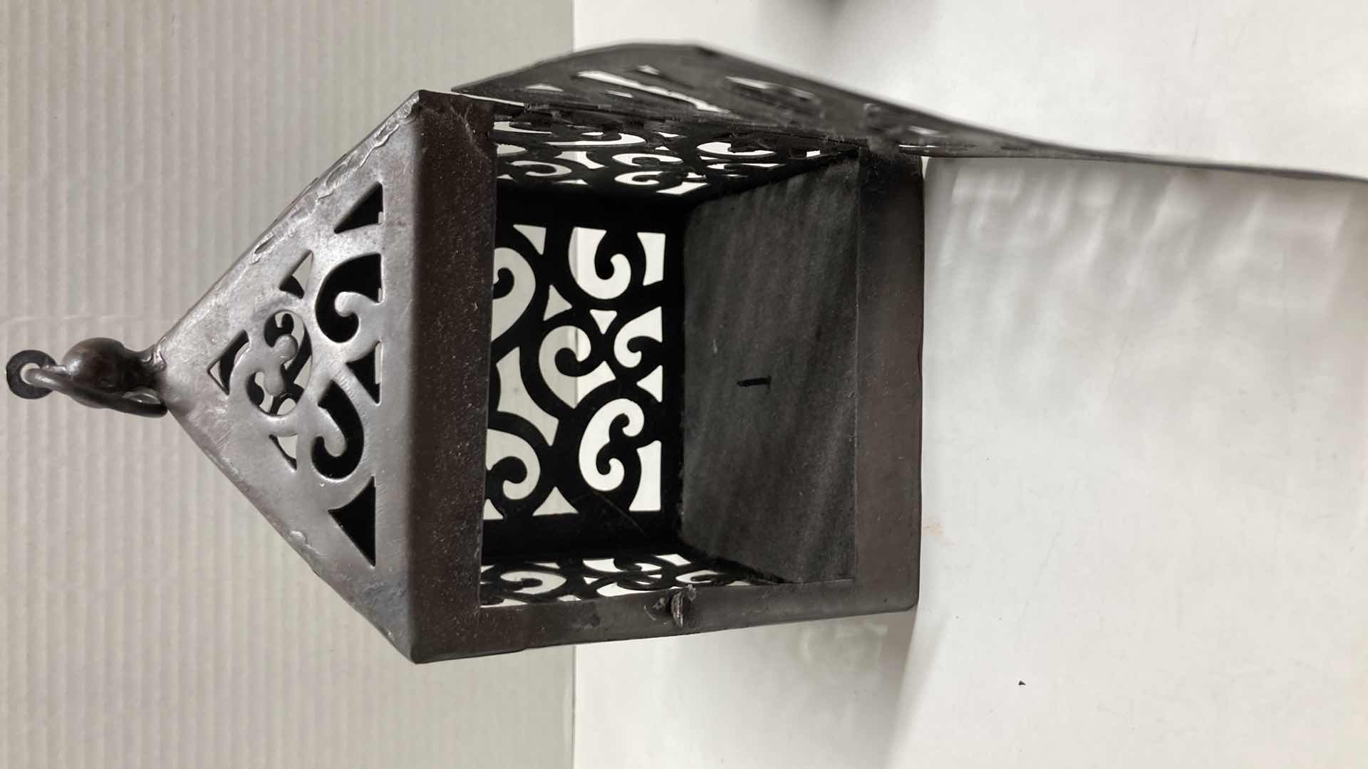 Photo 1 of BLACK CERAMIC INCENSE HOLDER & METAL CANDLE LANTERN W BLACK OIL DIFFUSER